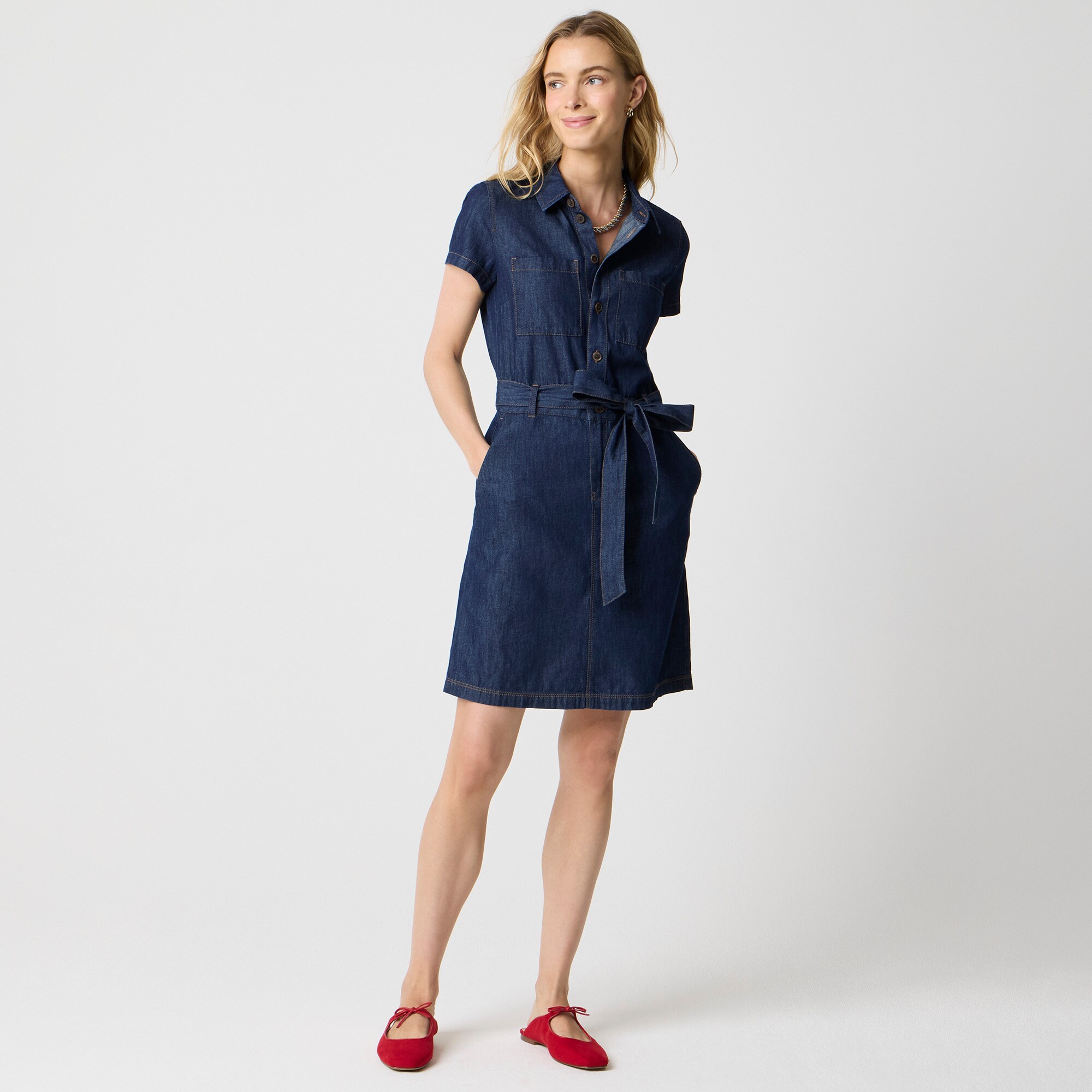  Chambray utility shirt-dress
