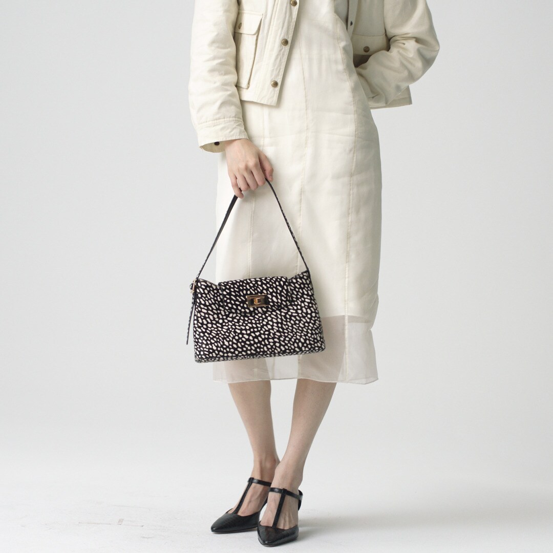Edie shoulder bag in printed calf hair