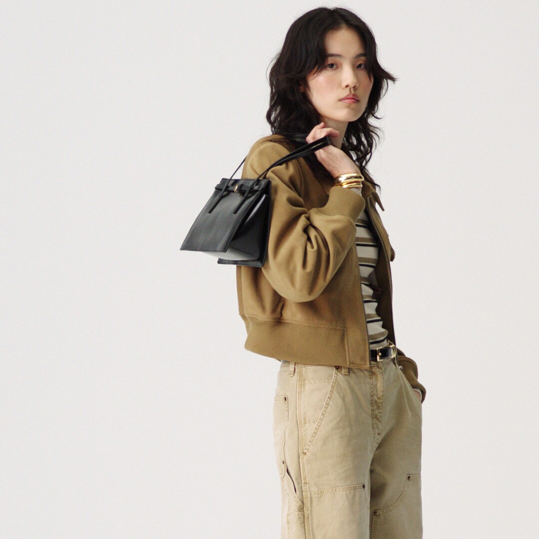 Edie structured shoulder bag in Italian leather