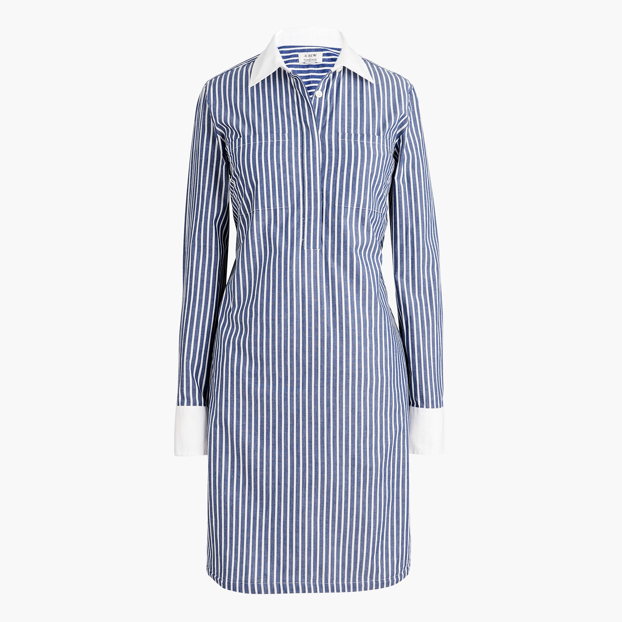 long-sleeve striped shirt-dress for women