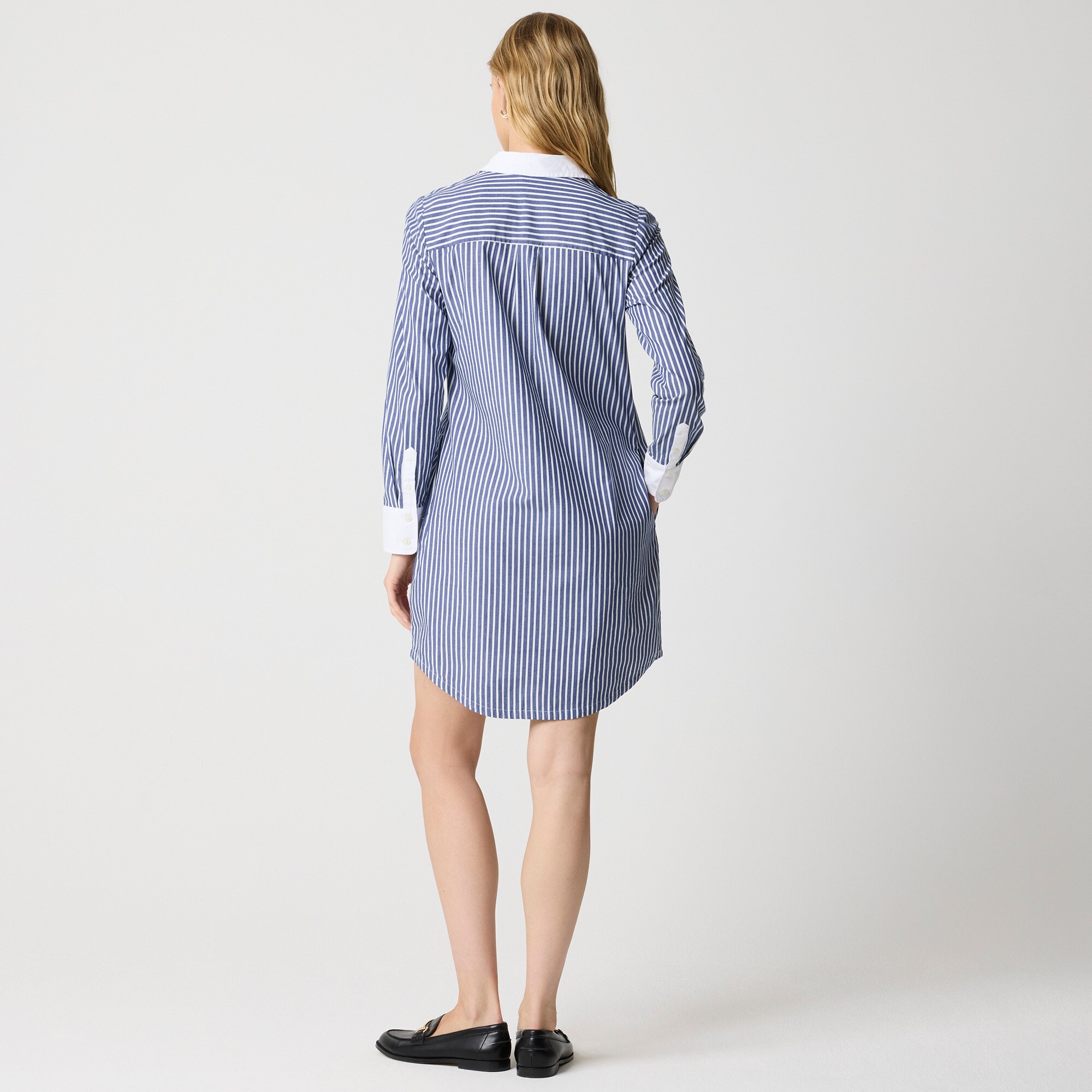 Long-sleeve striped shirt-dress