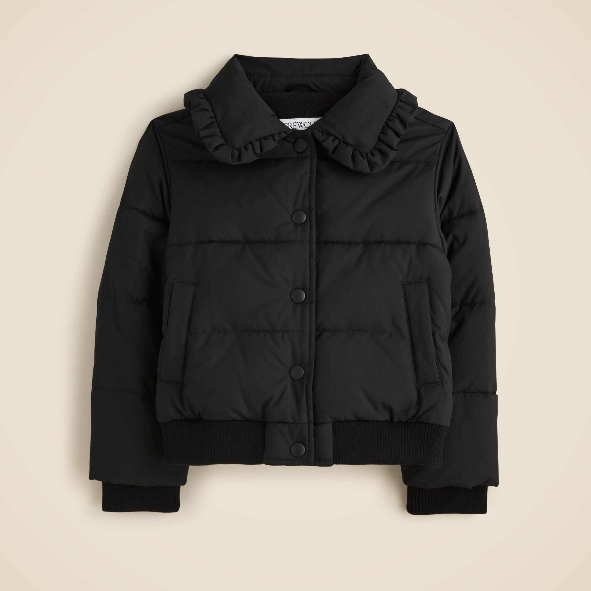 Girls' ruffle-collar puffer jacket with PrimaLoft®