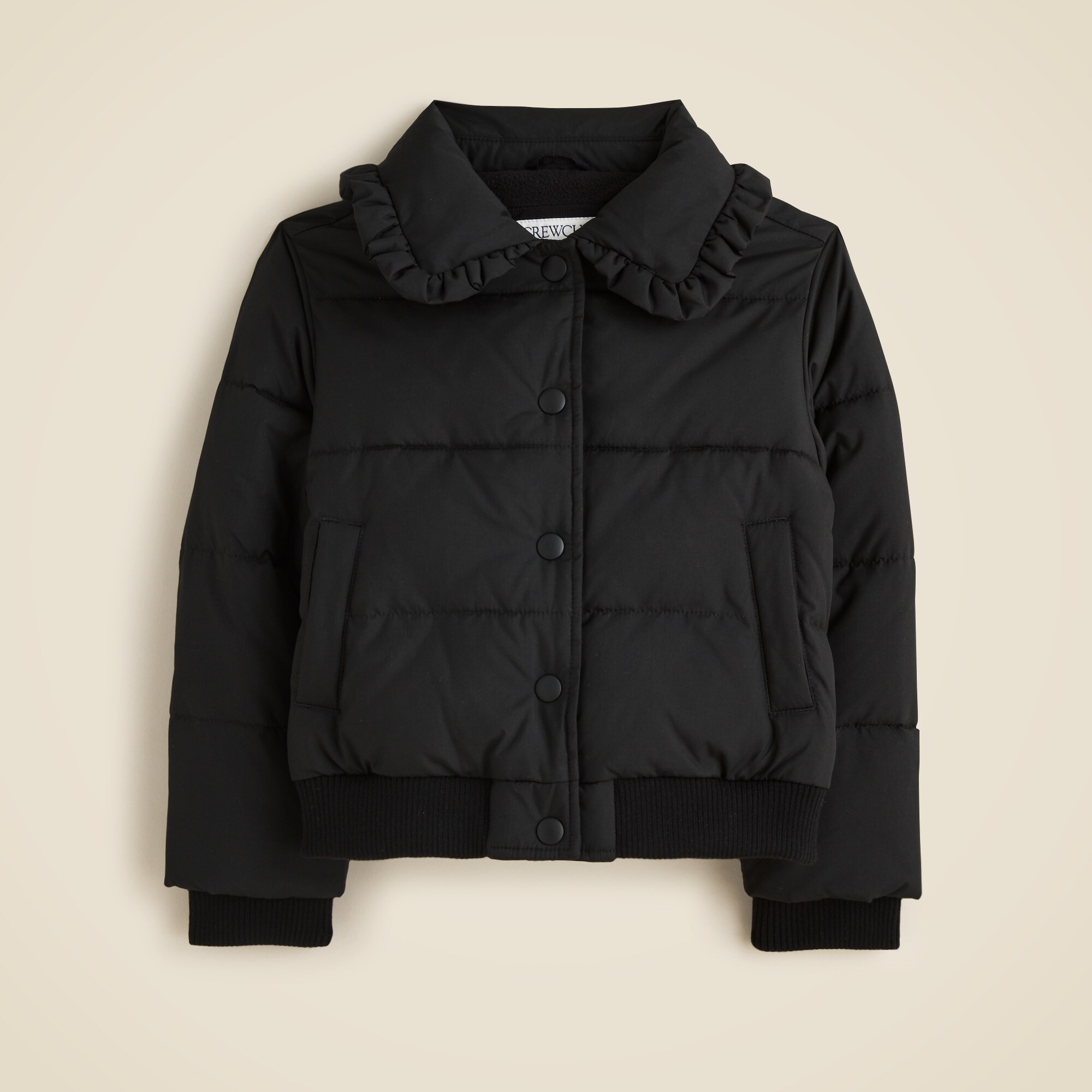 Girls' ruffle-collar puffer jacket with PrimaLoft®