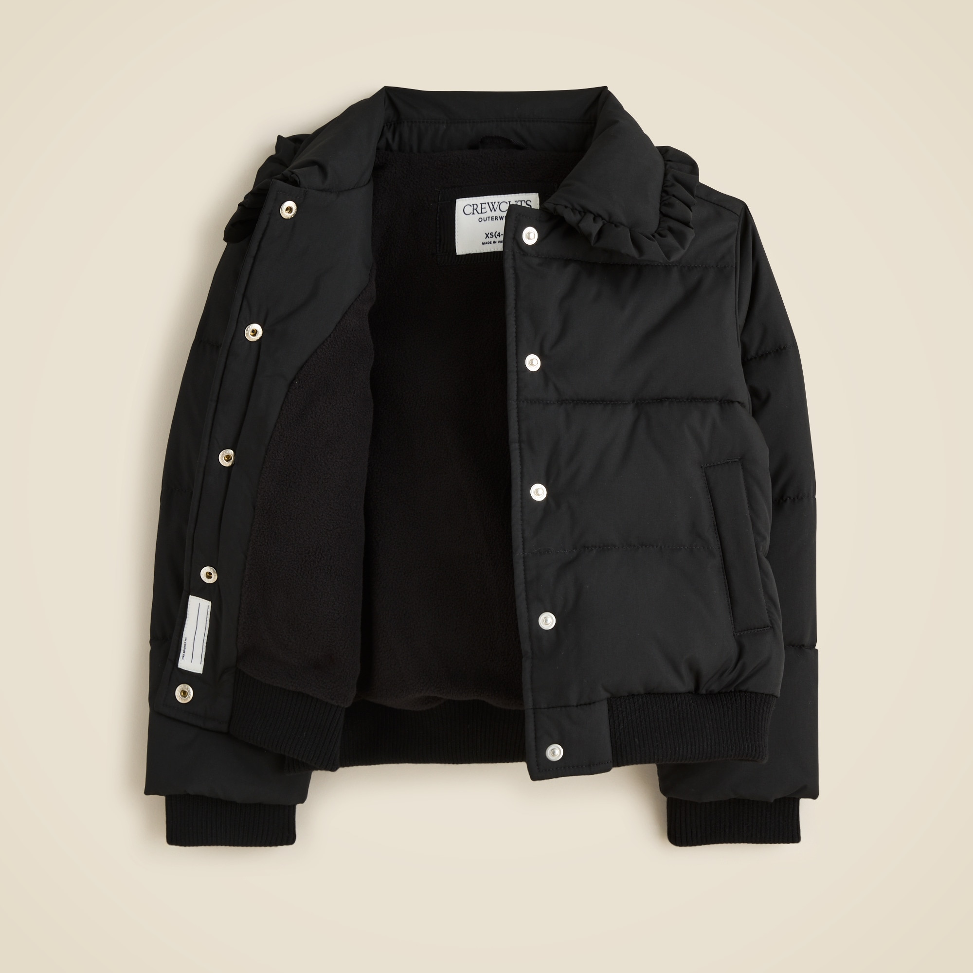 Girls' ruffle-collar puffer jacket with PrimaLoft®