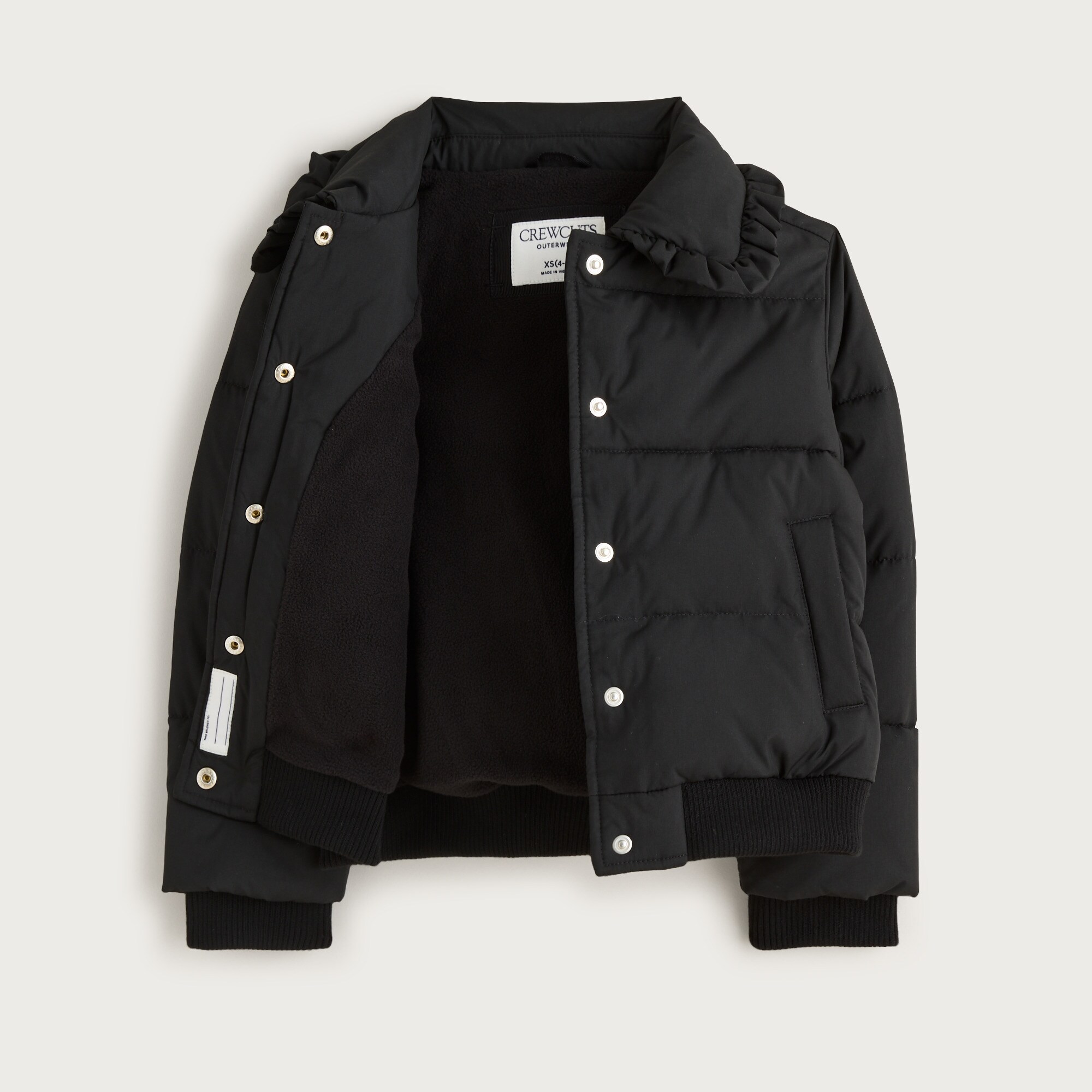 Girls' ruffle-collar puffer jacket with PrimaLoft®