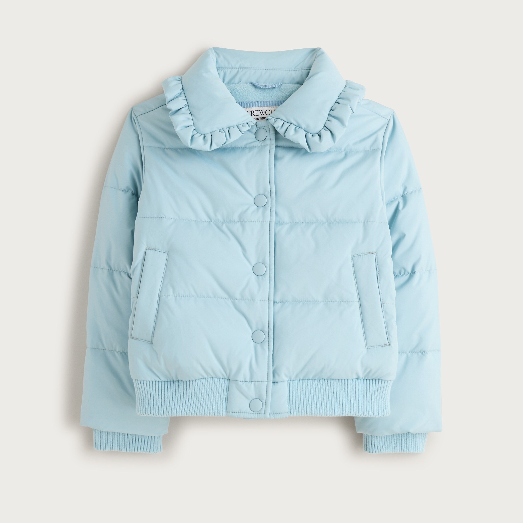Girls' ruffle-collar puffer jacket with PrimaLoft®