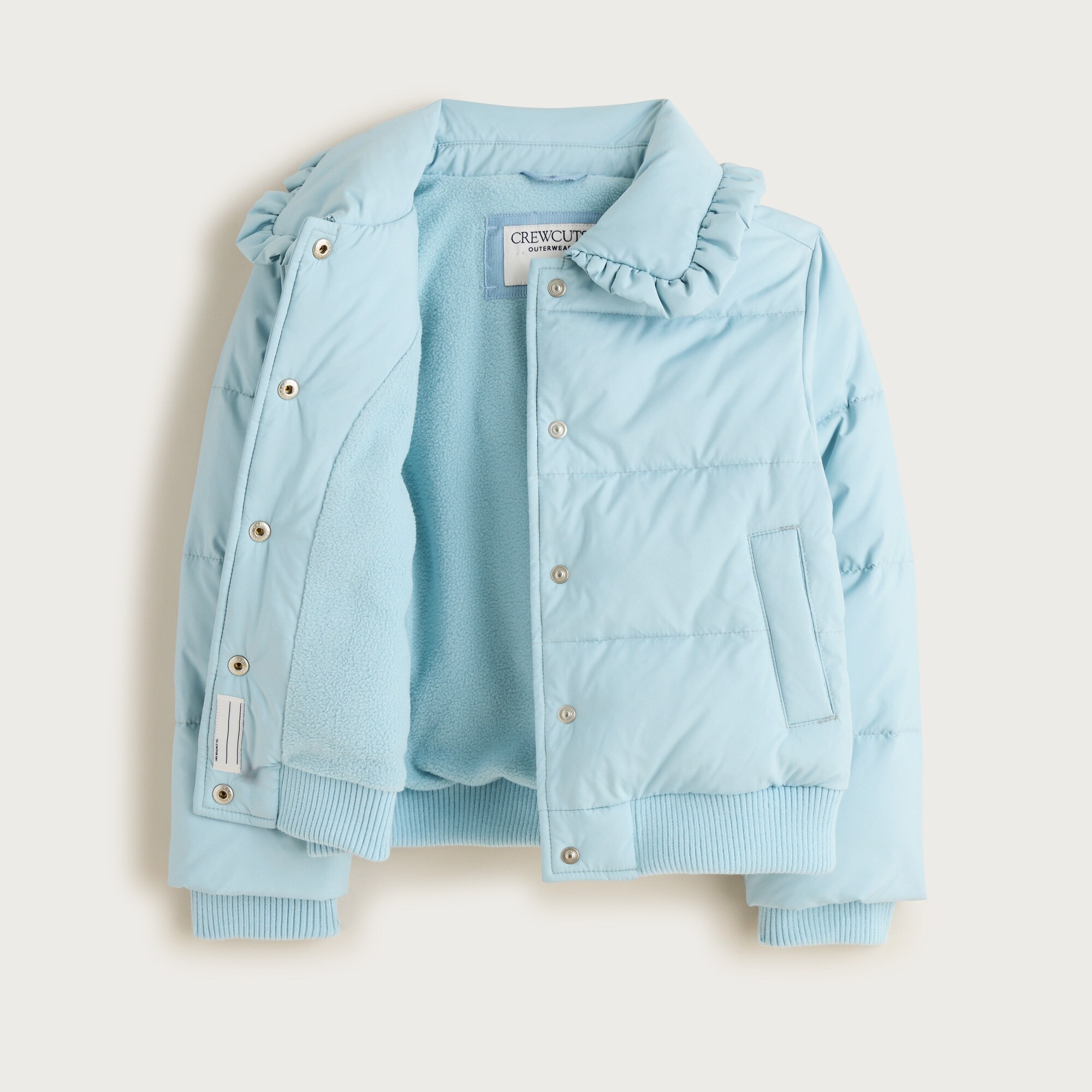 Girls' ruffle-collar puffer jacket with PrimaLoft®