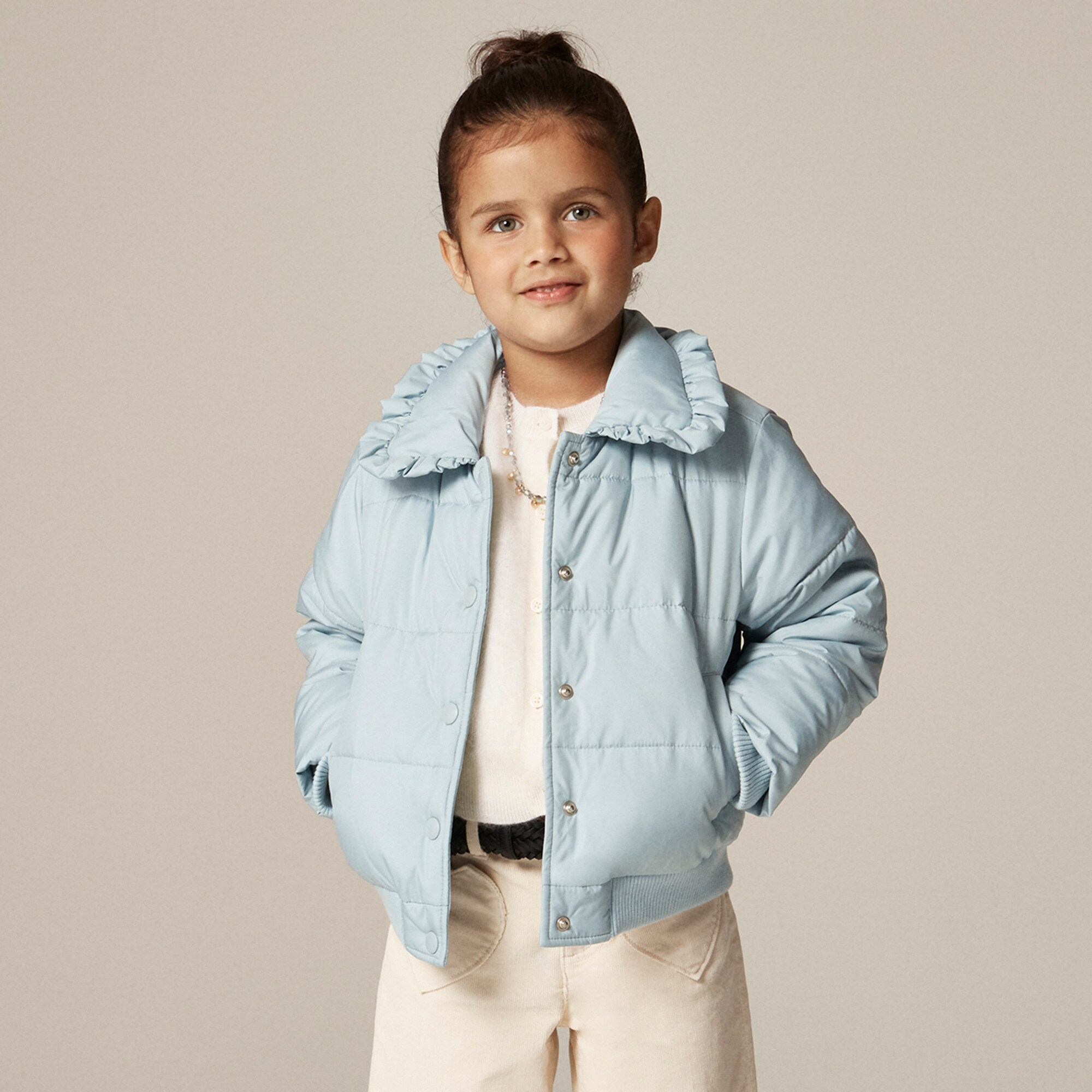 girls Girls' ruffle-collar puffer jacket with PrimaLoft&reg;