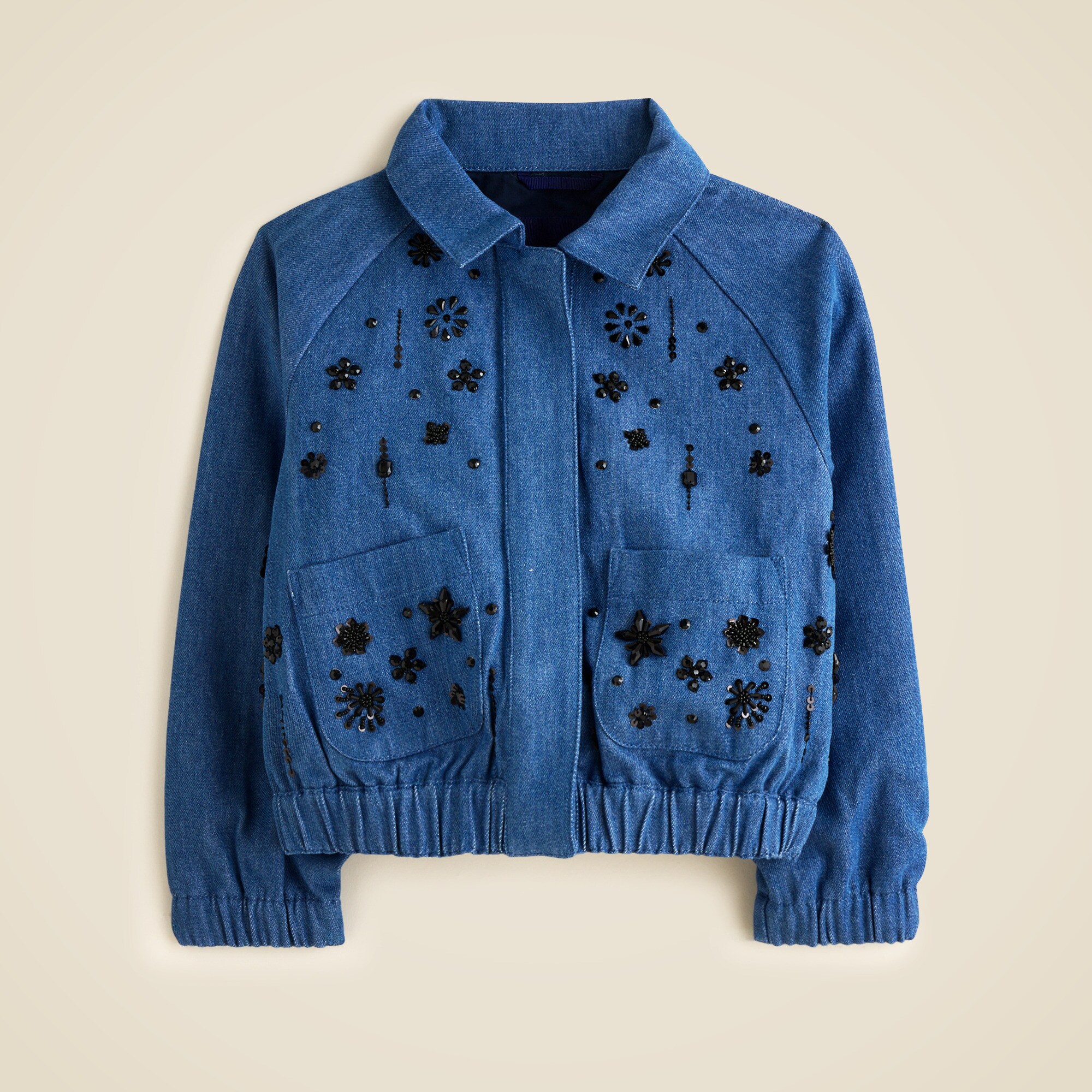  Crewcuts Collection embellished cropped jacket in drapey denim