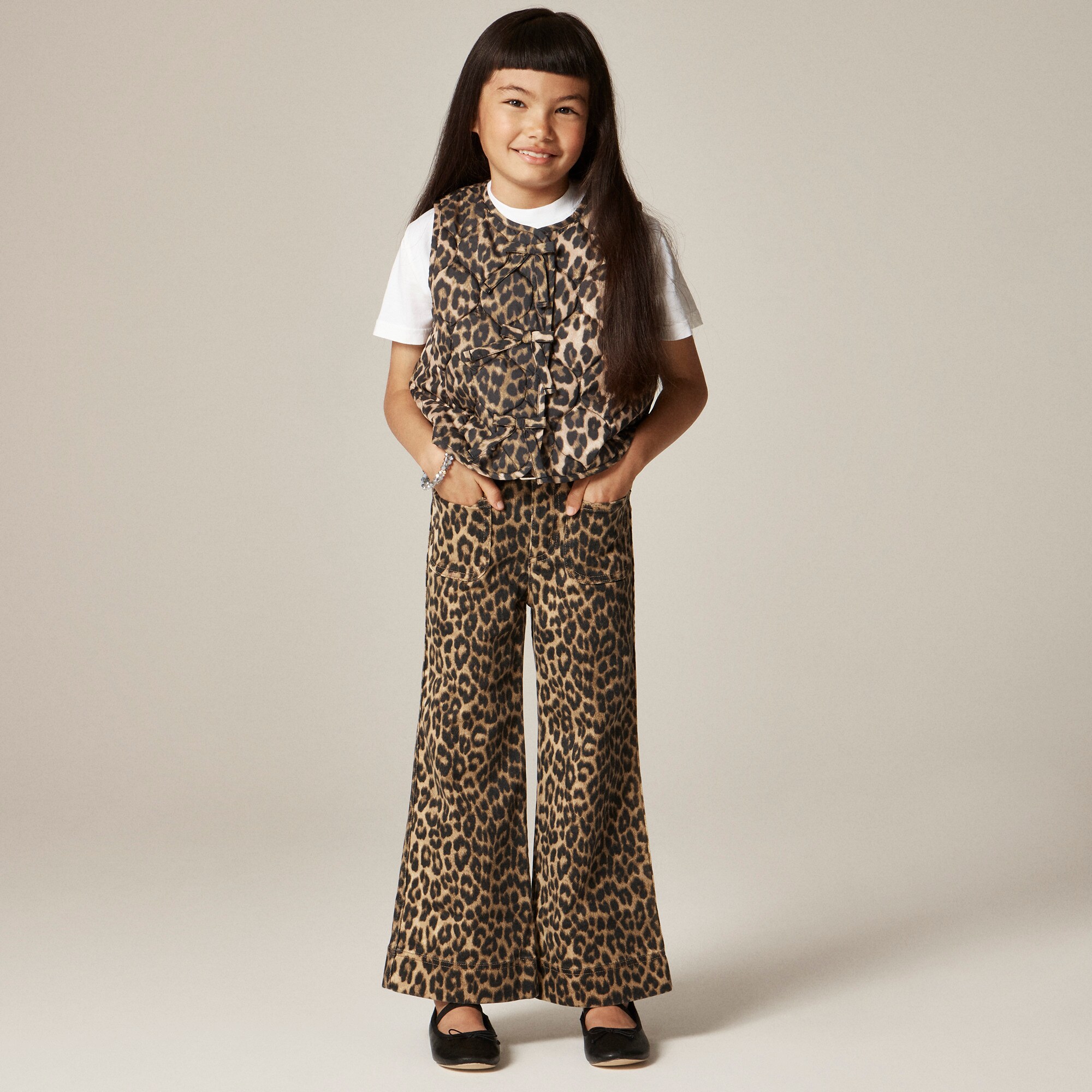  Girls' quilted vest in leopard print with PrimaLoft&reg;