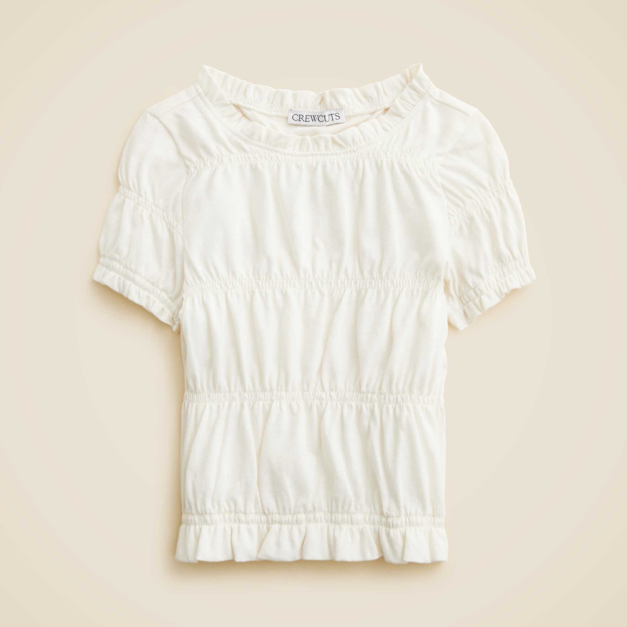  Girls' smocked T-shirt in broken-in-jersey