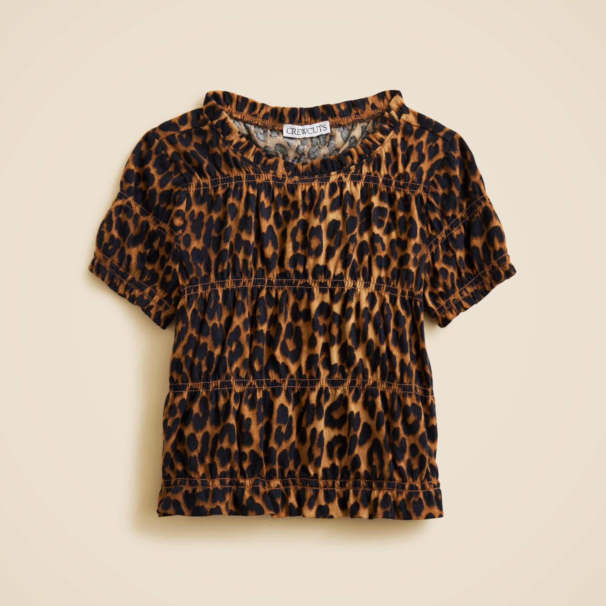  Girls' smocked T-shirt in broken-in-jersey