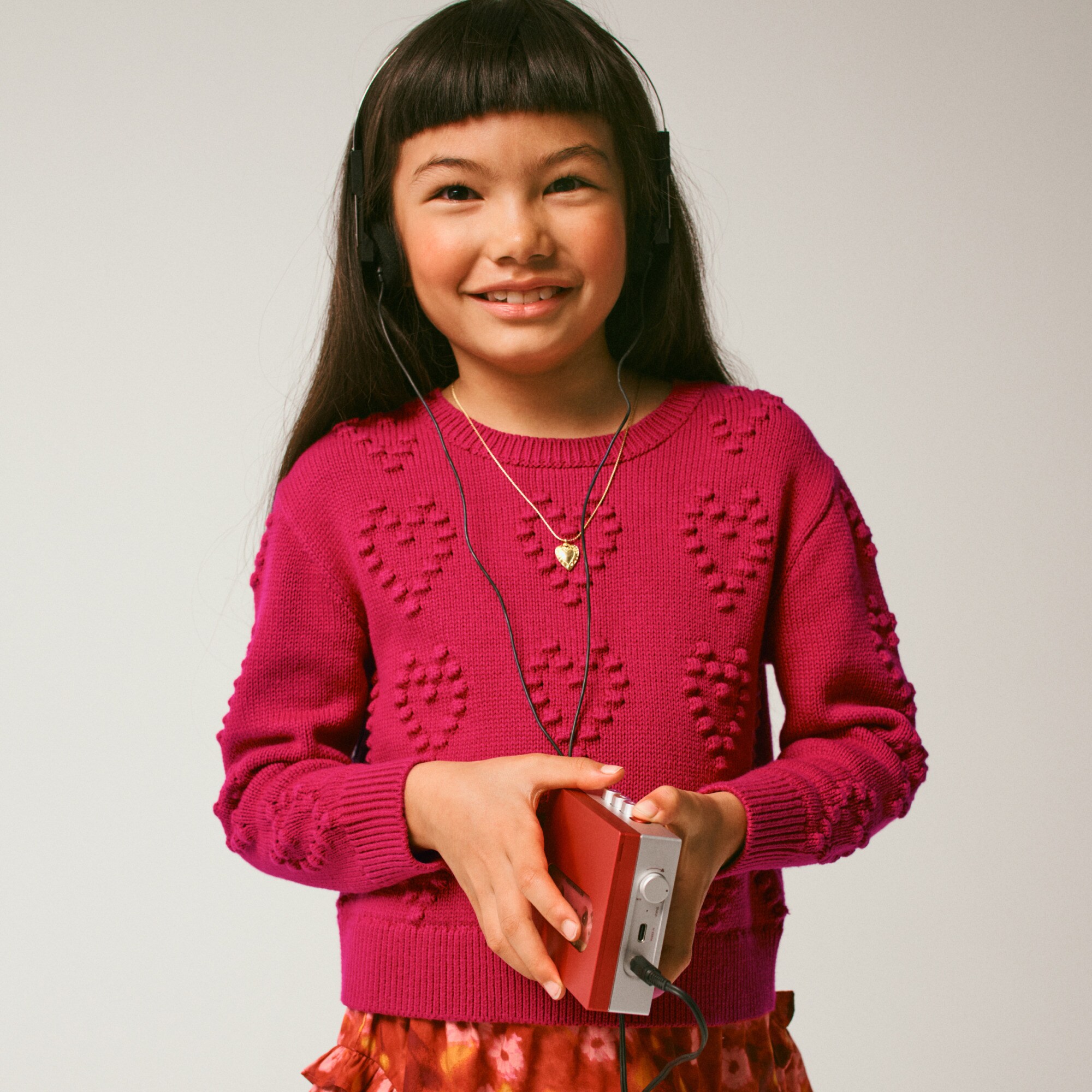  Girls' heart-bobble sweater