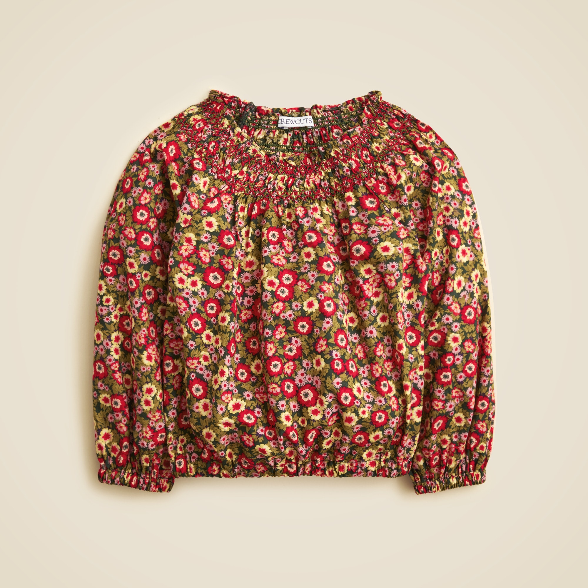 Girls' Smocked Long-sleeve Top In Floral For Girls | J.Crew, image size:1003x1254