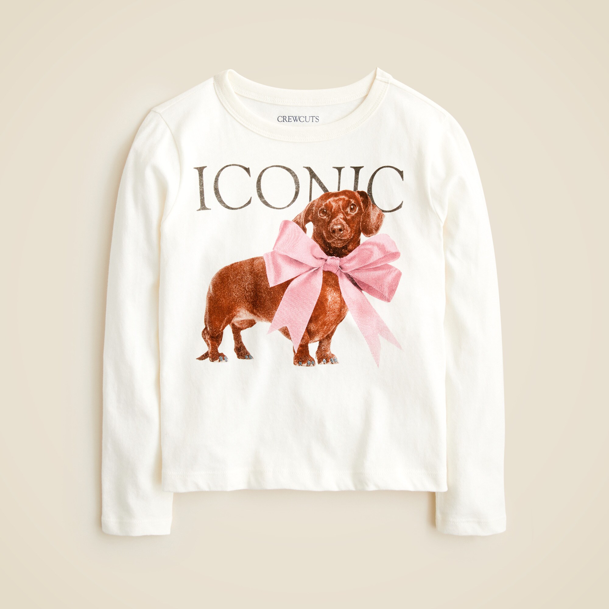  Girls' long-sleeve dachshund graphic T-shirt