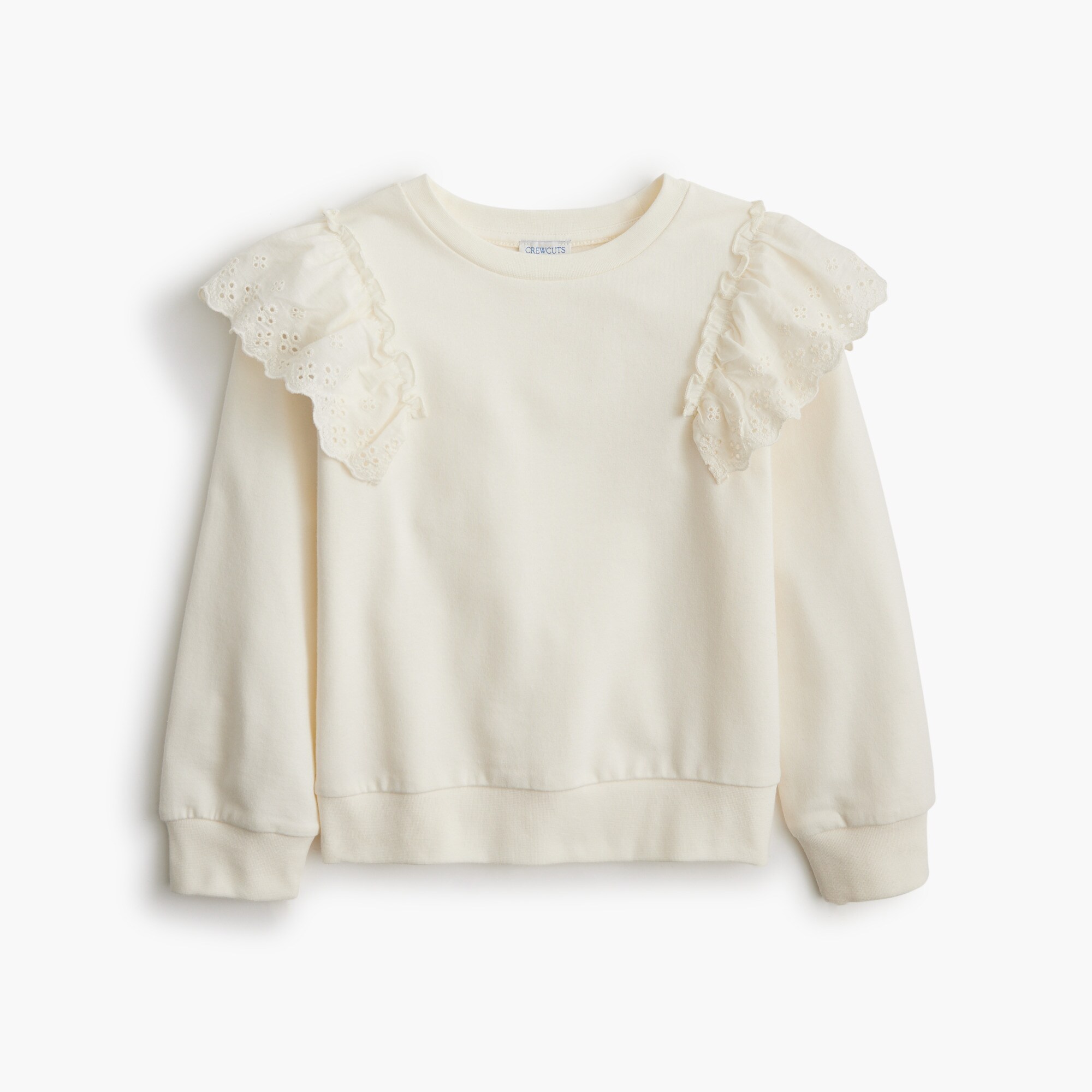 girls' mixed-media eyelet ruffle sweatshirt for girls