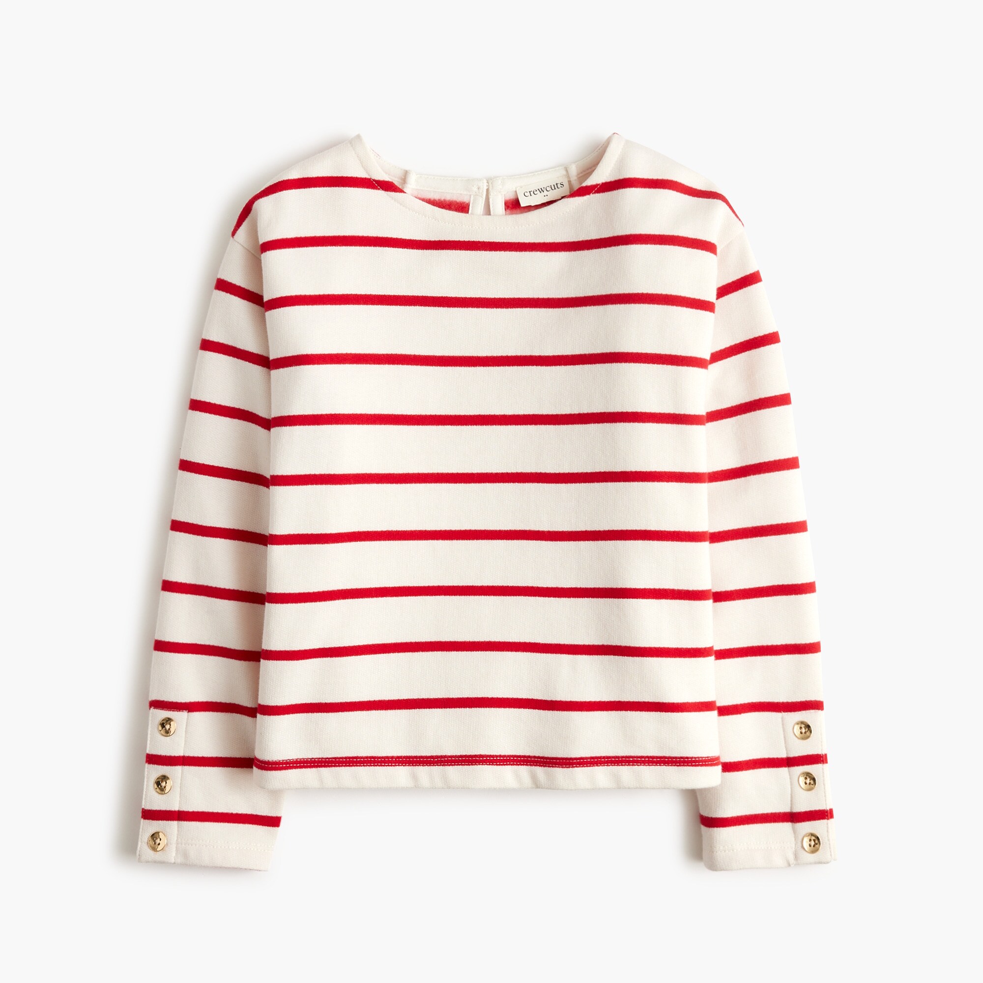 girls' striped button-sleeve crewneck sweatshirt for girls