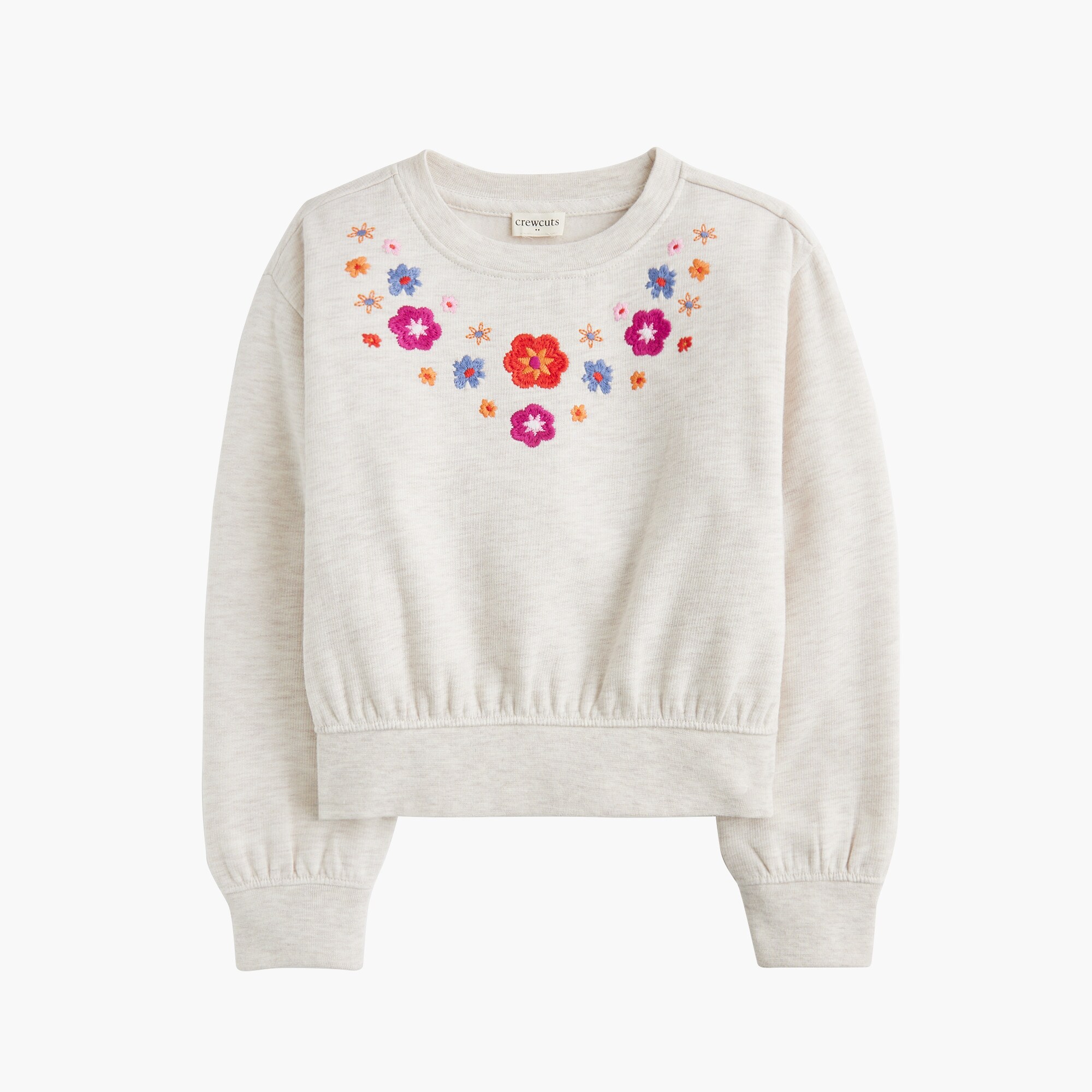 girls' embroidered flower crewneck sweatshirt for girls
