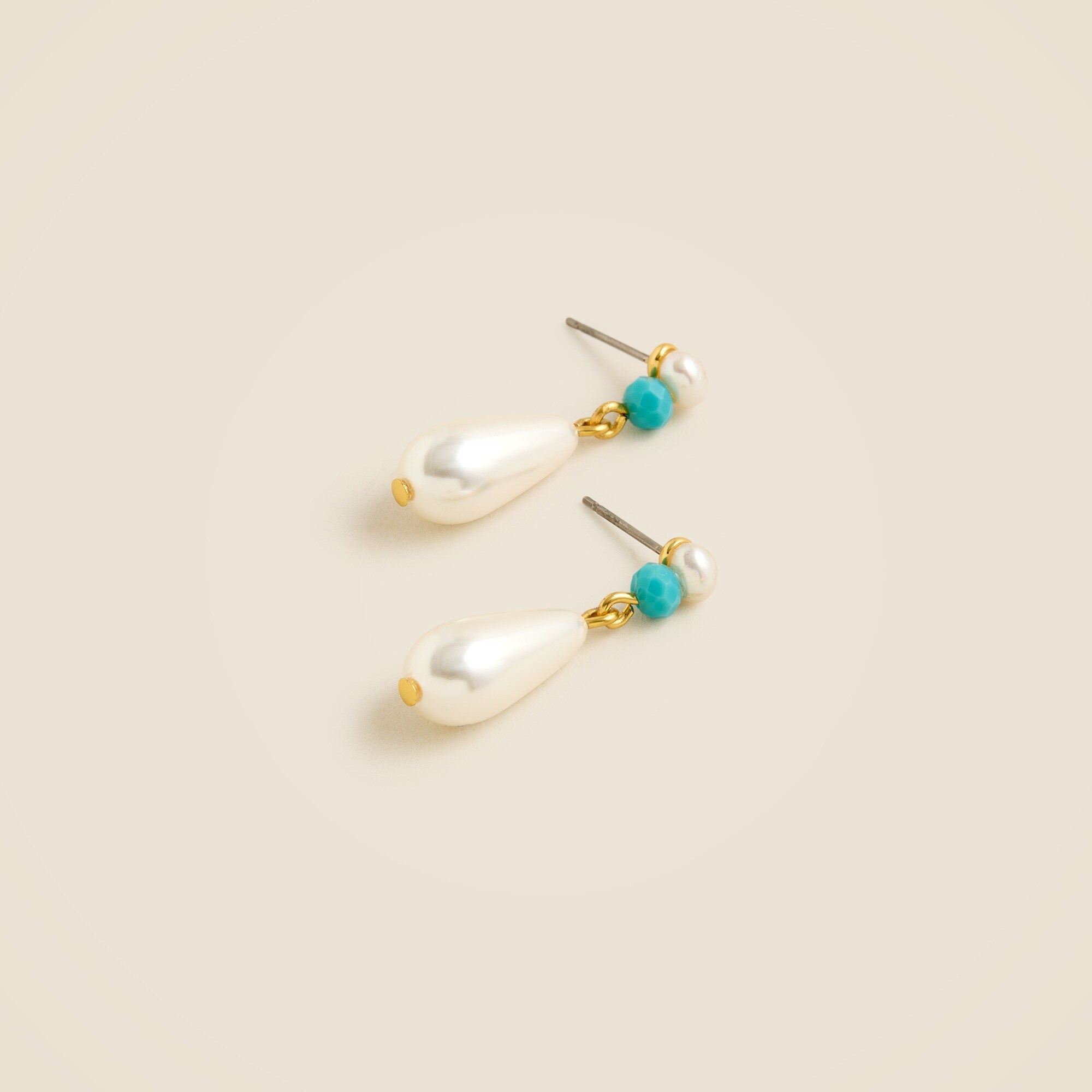 Freshwater pearl and bead drop earrings