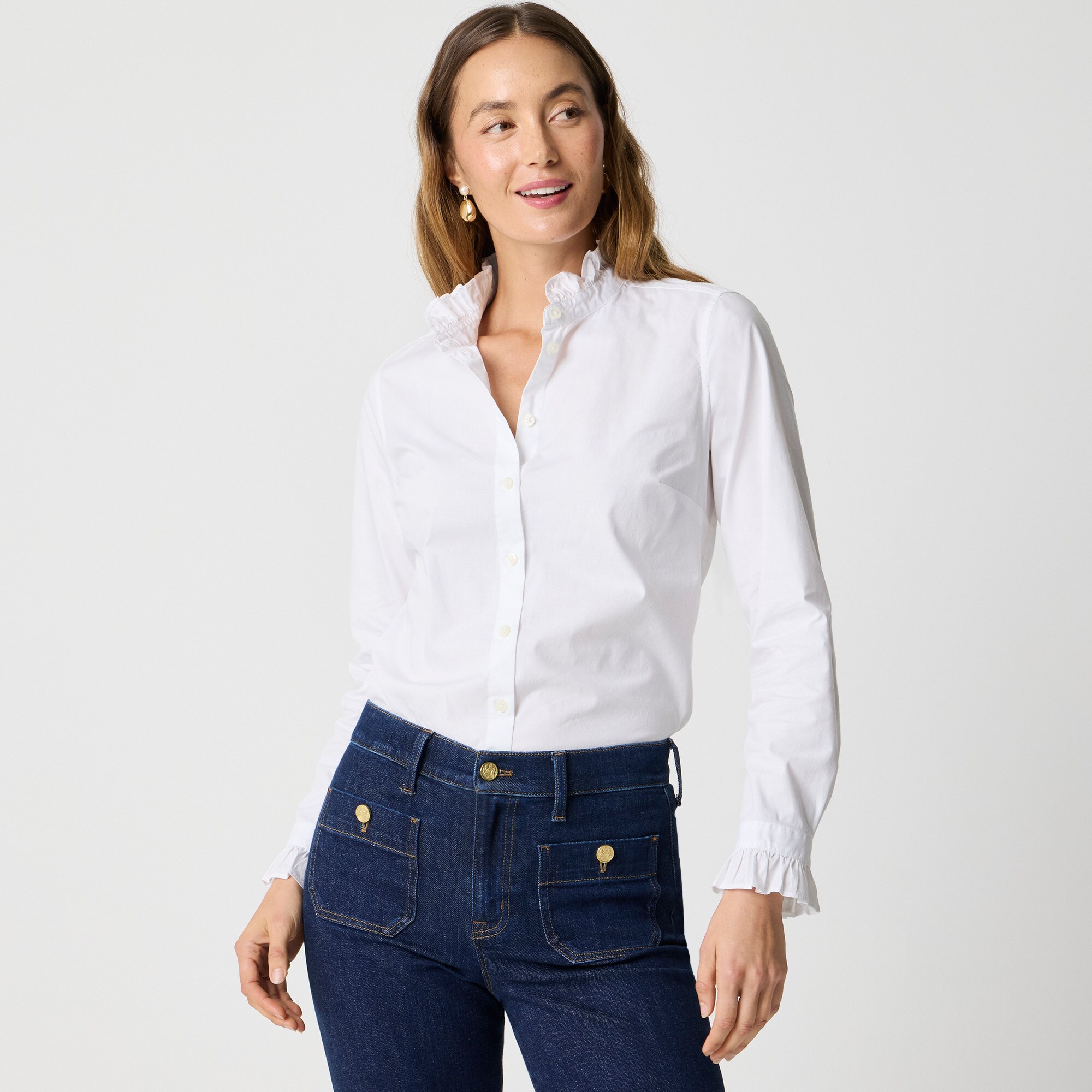  Ruffle button-up top