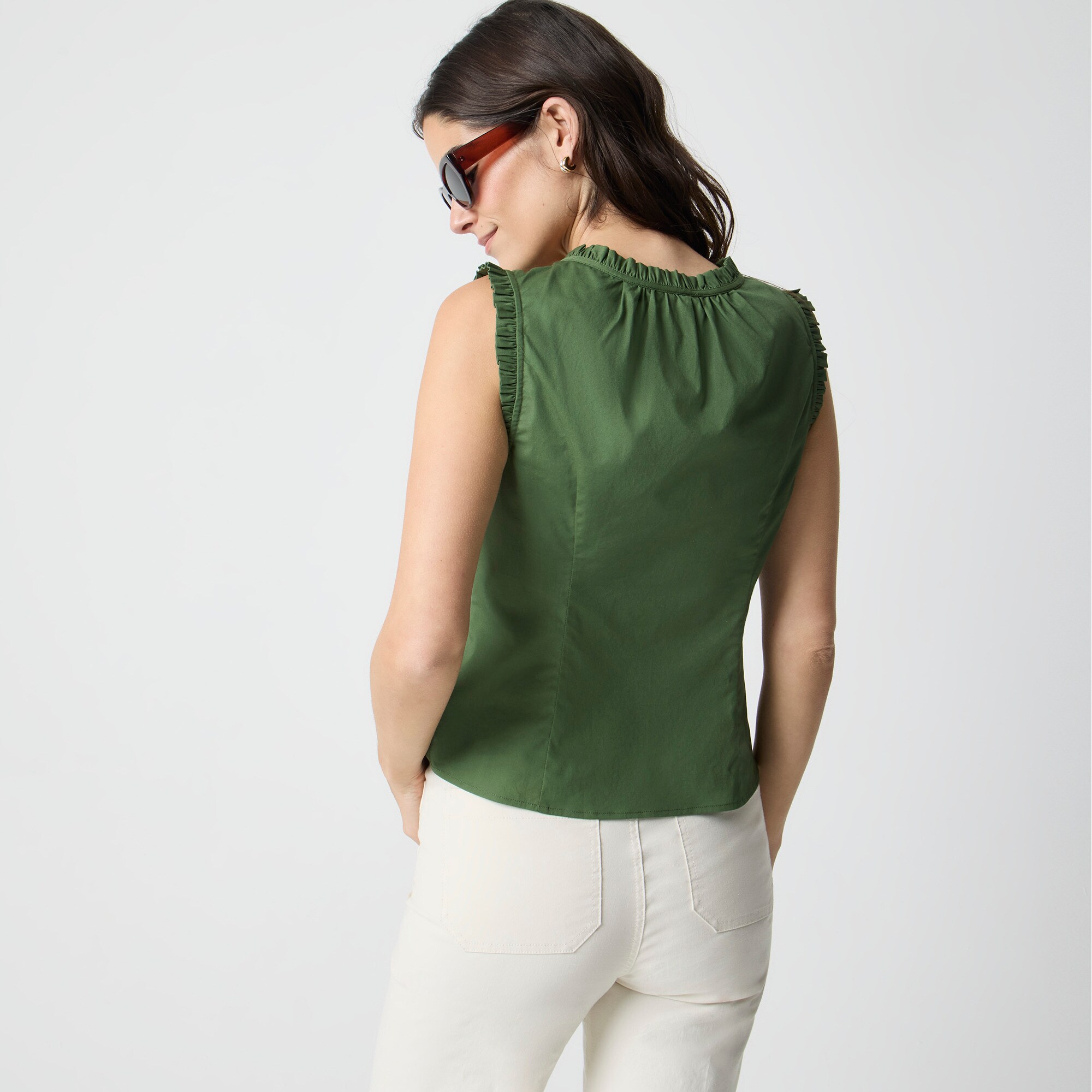 Ruffleneck tie-neck top