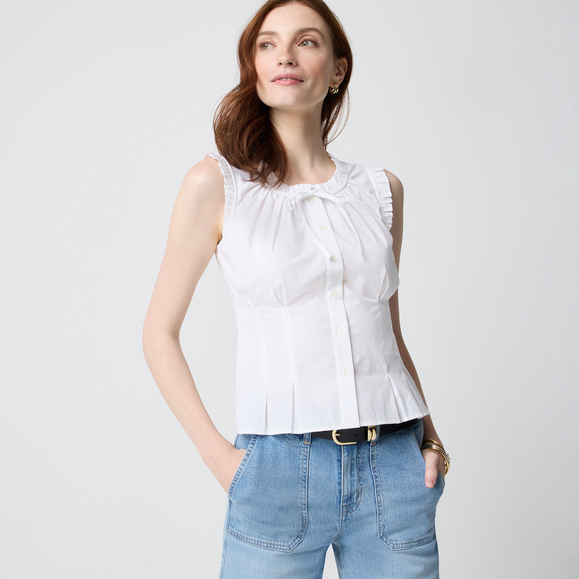 womens Ruffleneck tie-neck top
