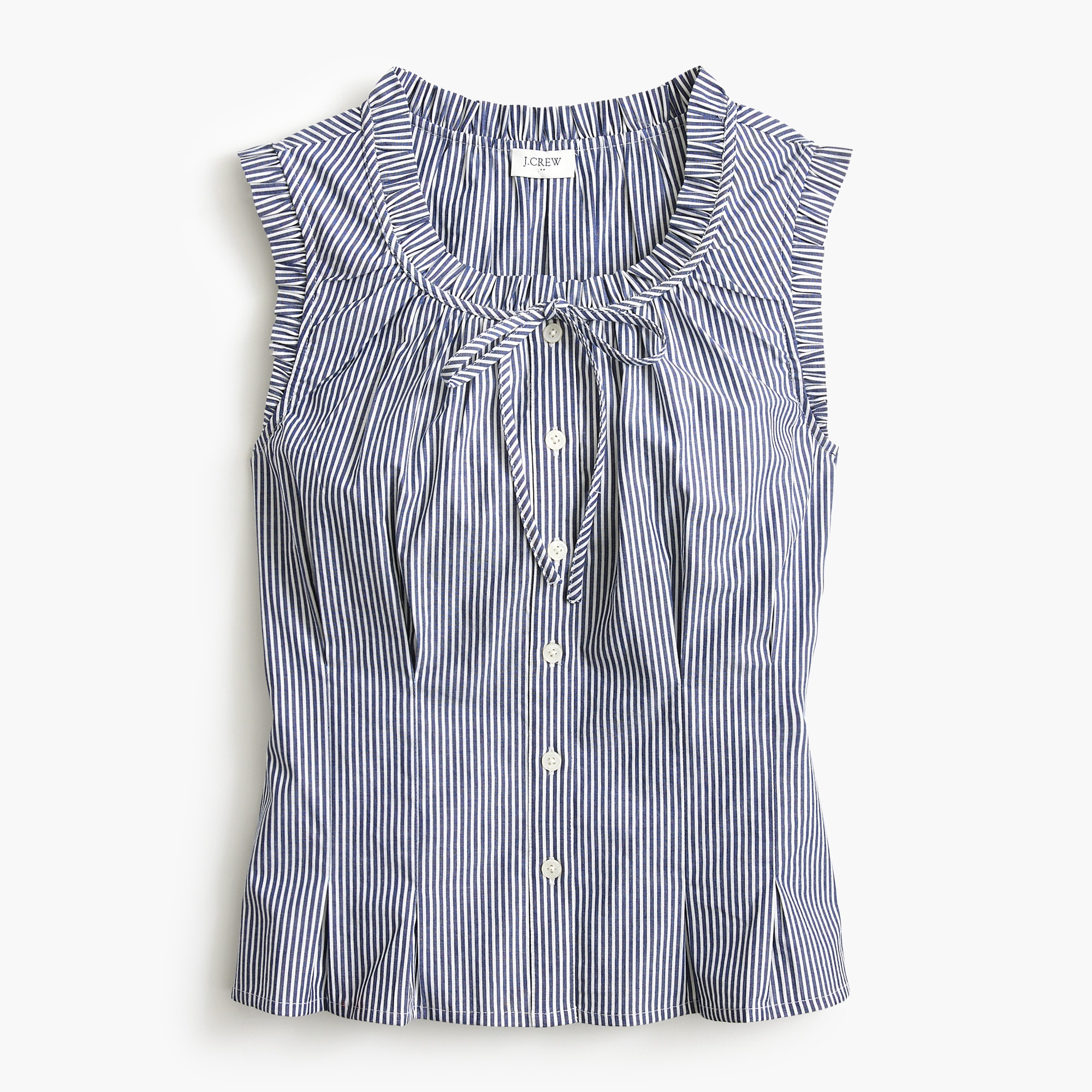 Striped Ruffleneck Tie-neck Top For Women | Factory
