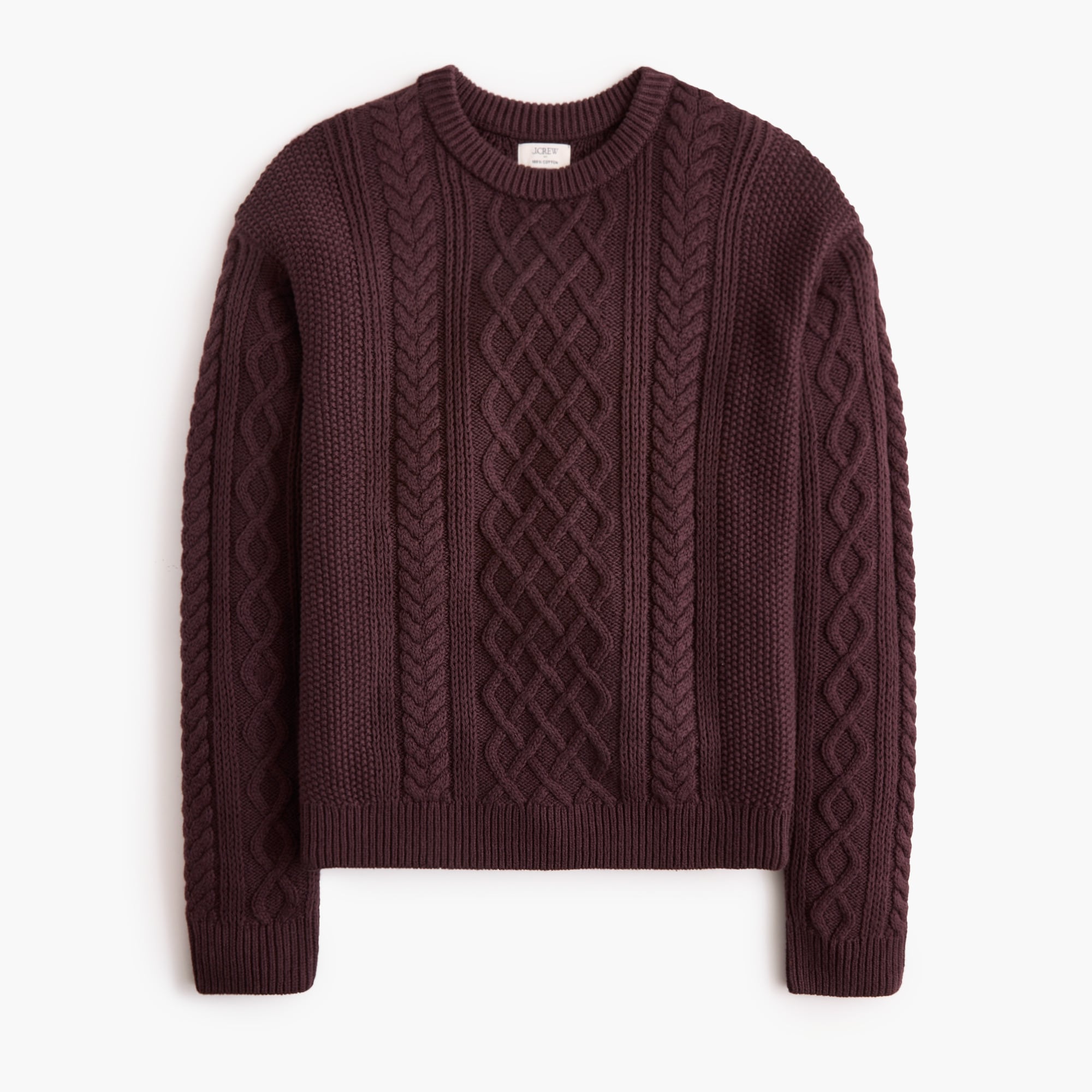 Cable crewneck sweater