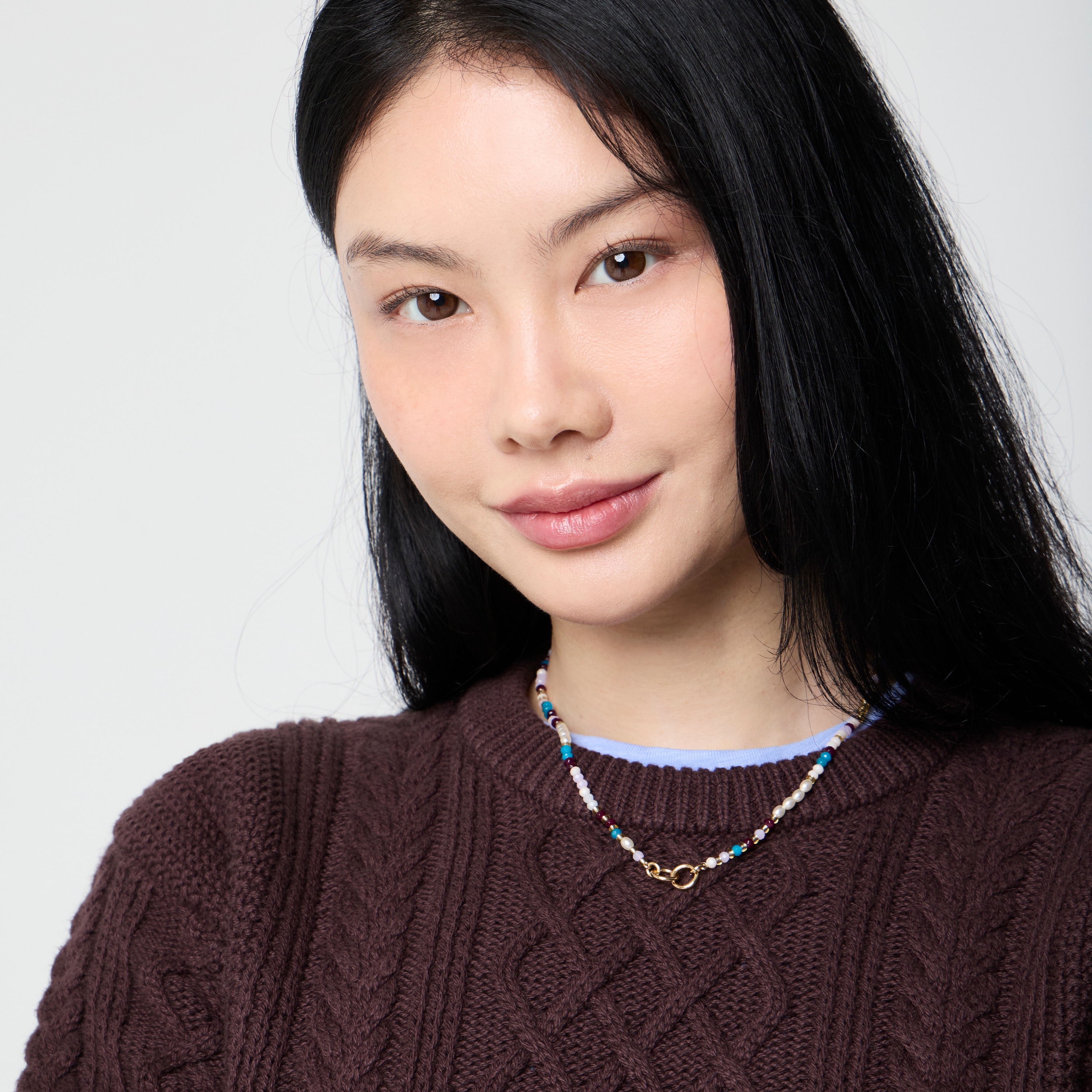 Cable crewneck sweater