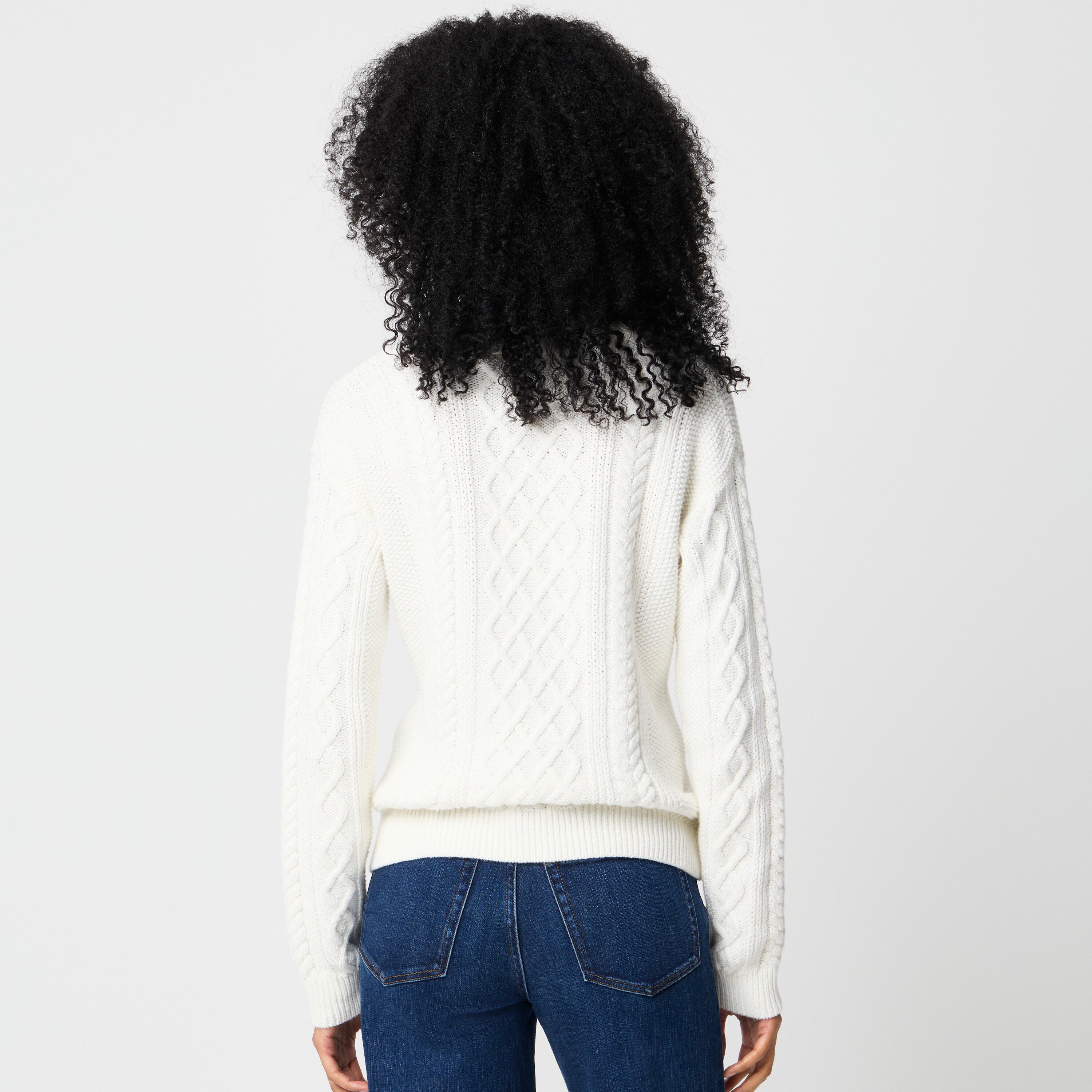 100% cotton cable crewneck sweater