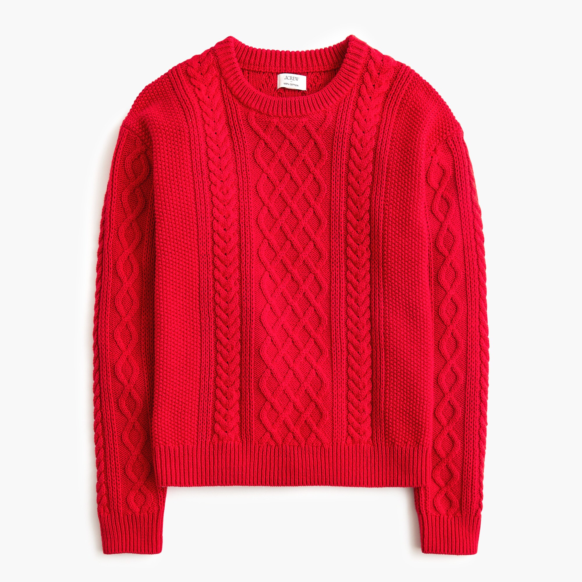 Cable crewneck sweater
