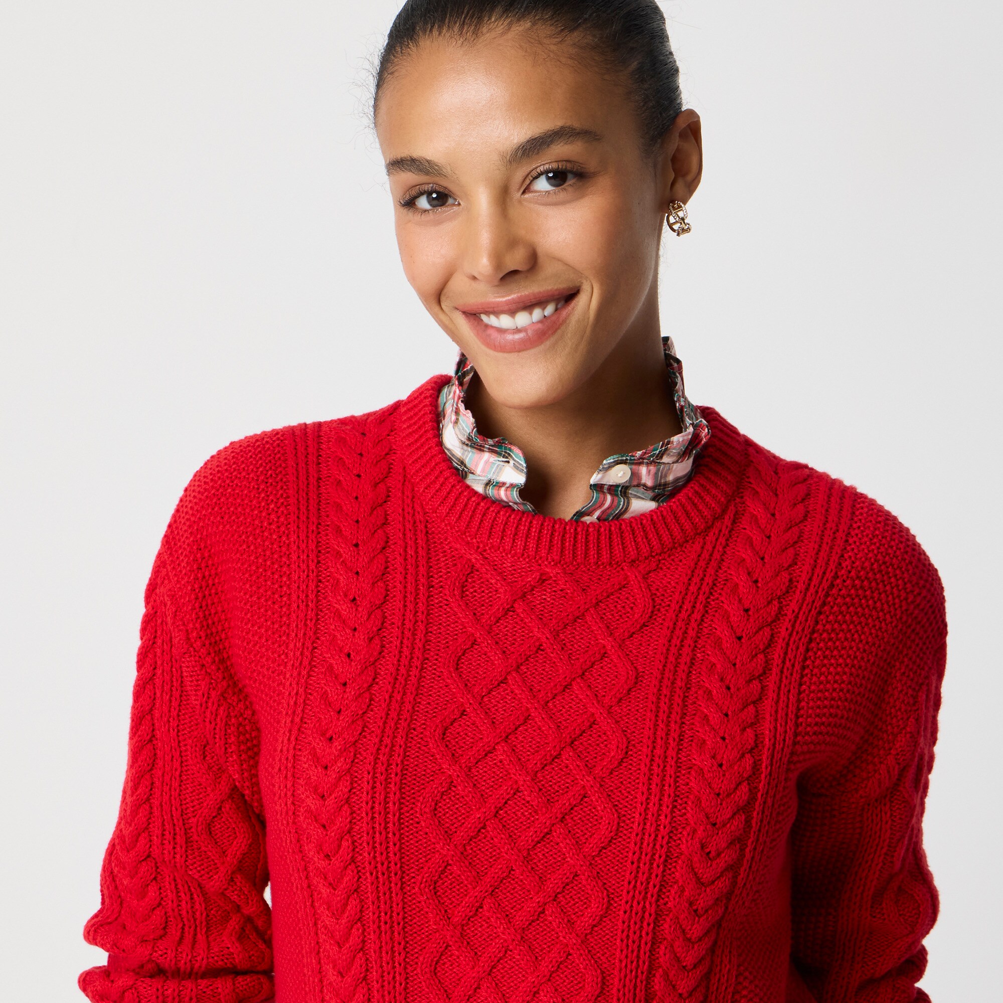 Cable crewneck sweater