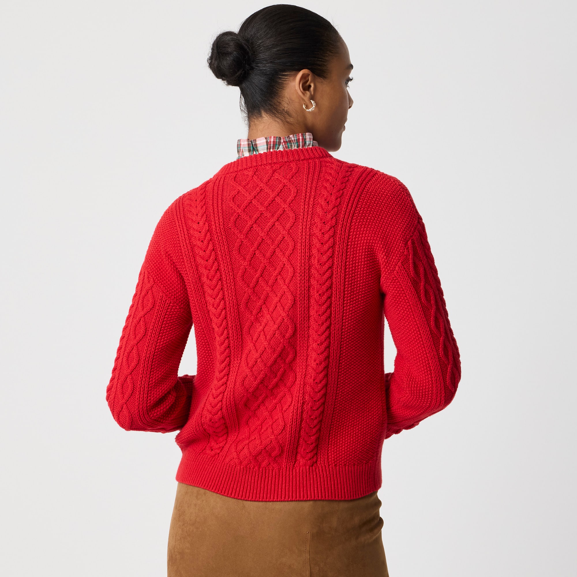 Cable crewneck sweater