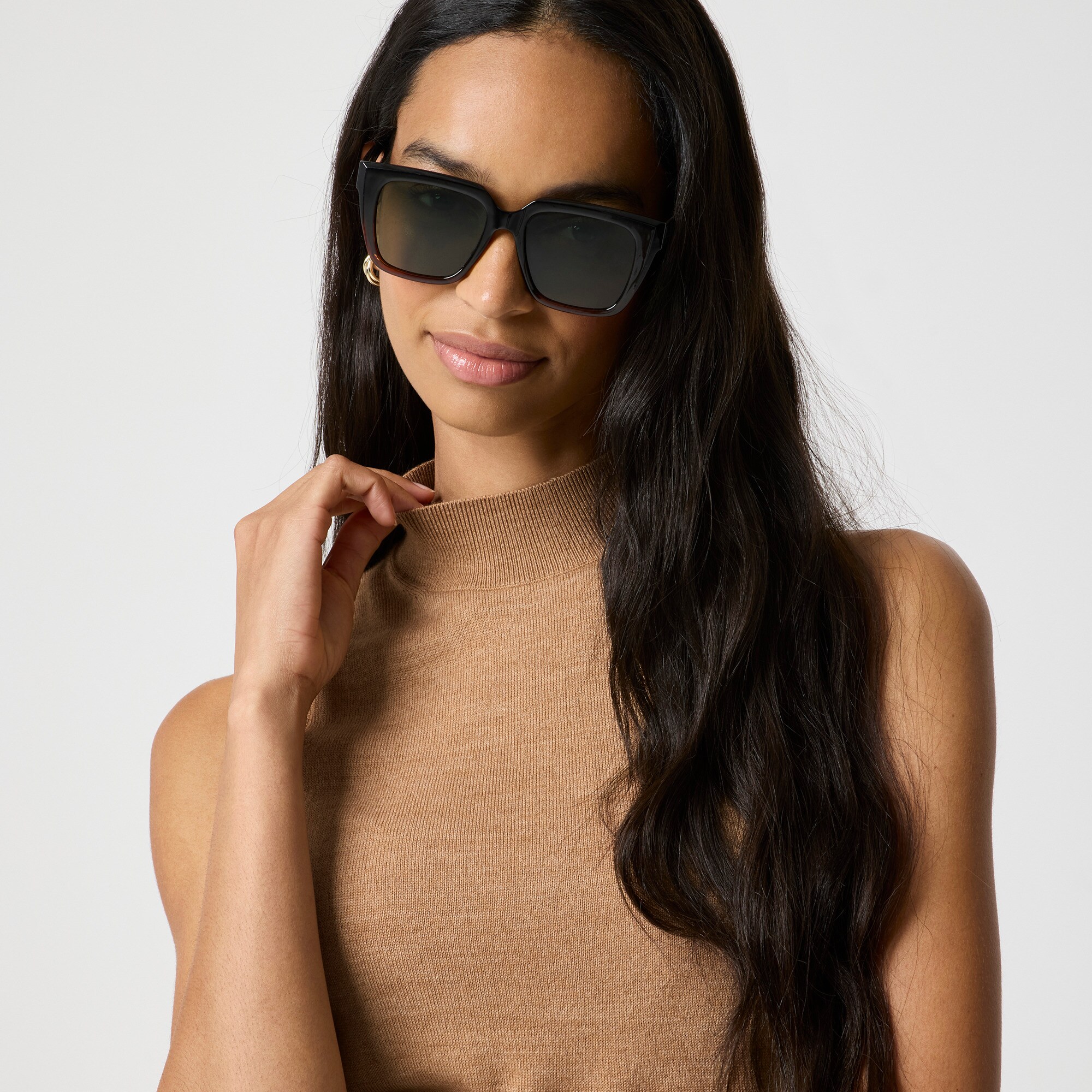 Merino wool-blend mockneck shell