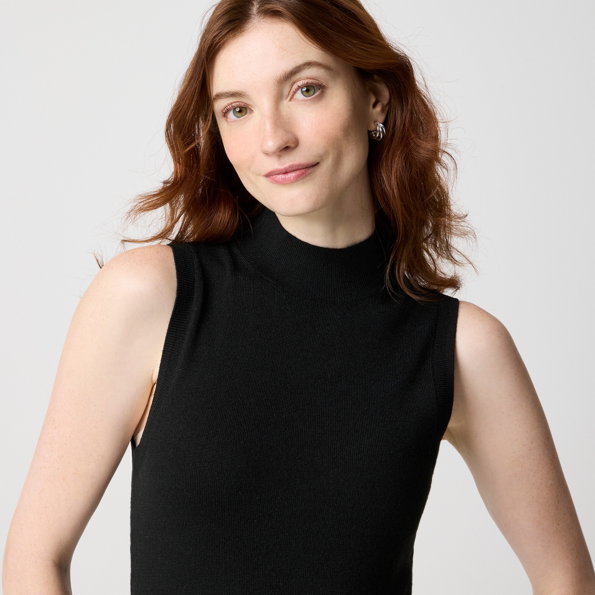 Merino wool-blend mockneck shell