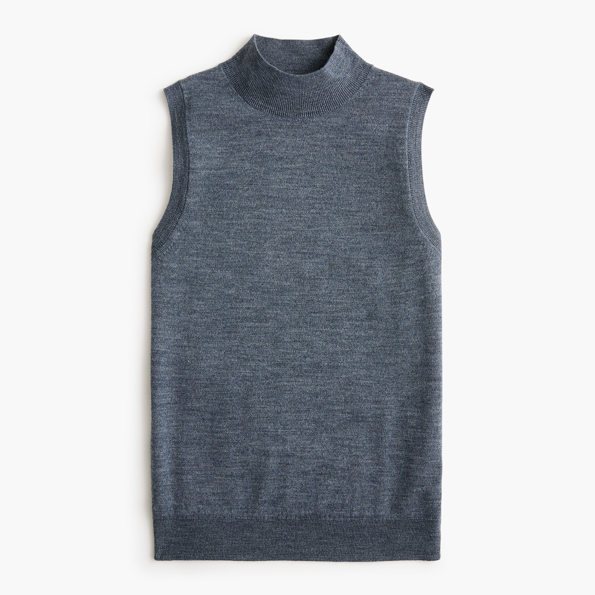 Merino wool-blend mockneck shell