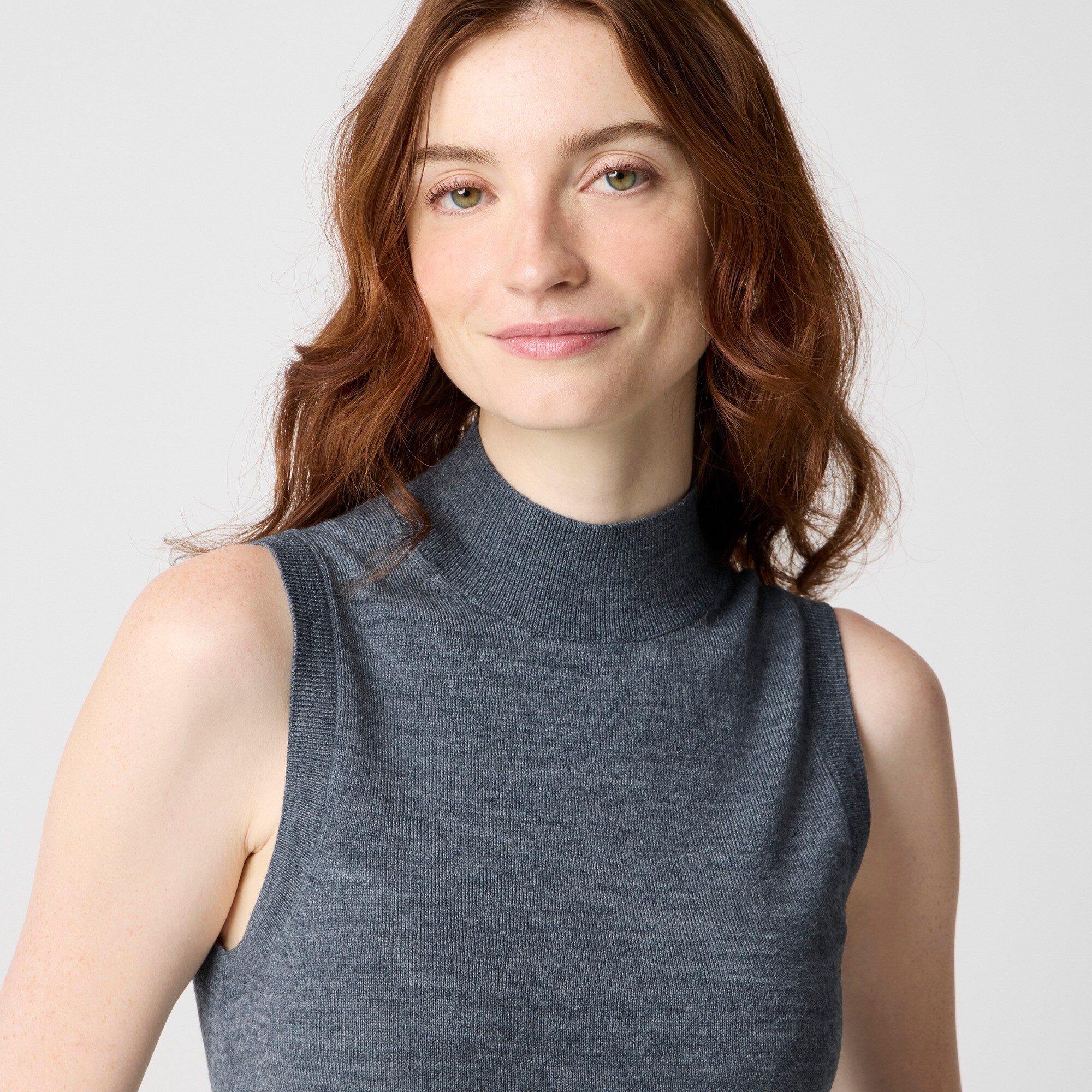 Merino wool-blend mockneck shell