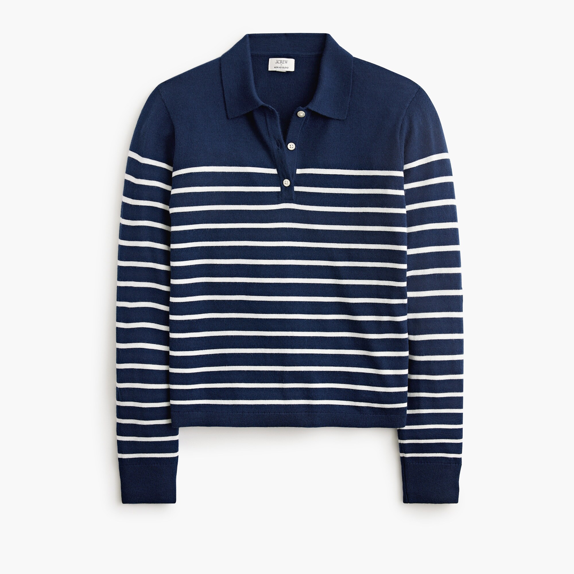 striped merino wool-blend sweater-polo for women