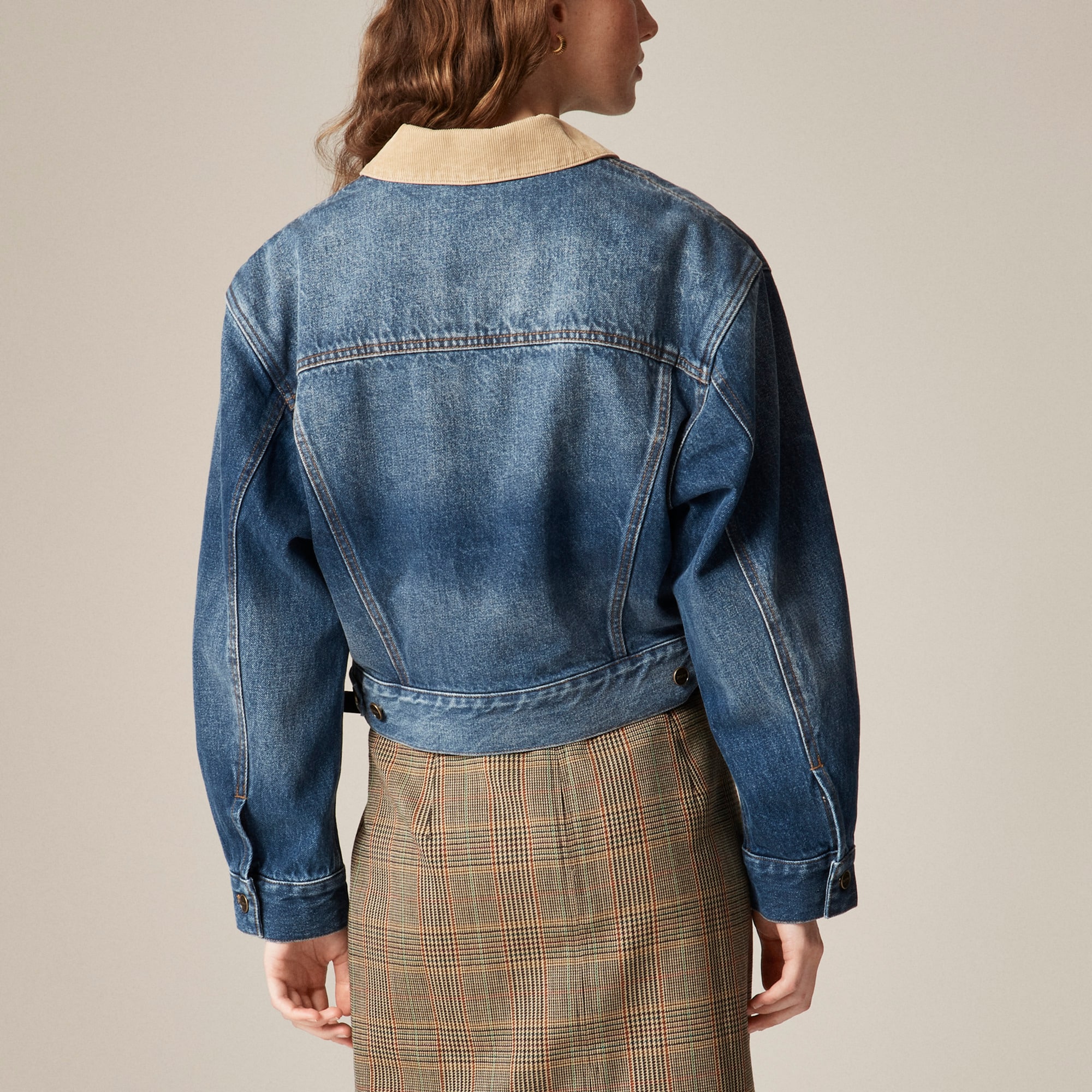 Oversized Cropped Trucker Jacket In Denim For Women | J.Crew