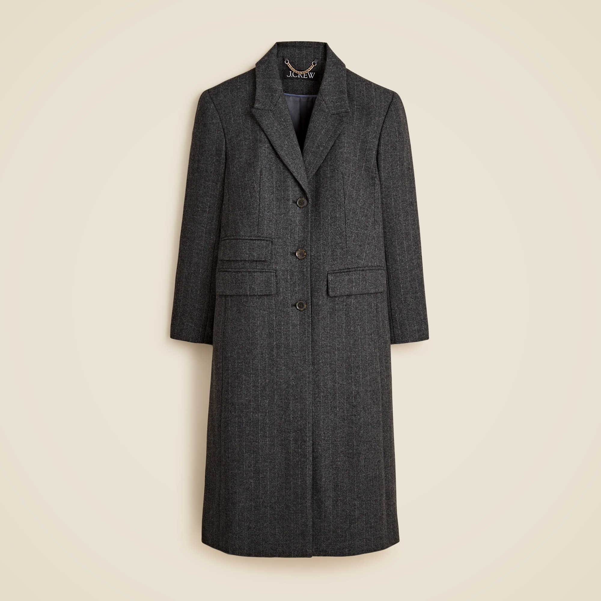 Vivienne topcoat in Italian pinstripe wool blend