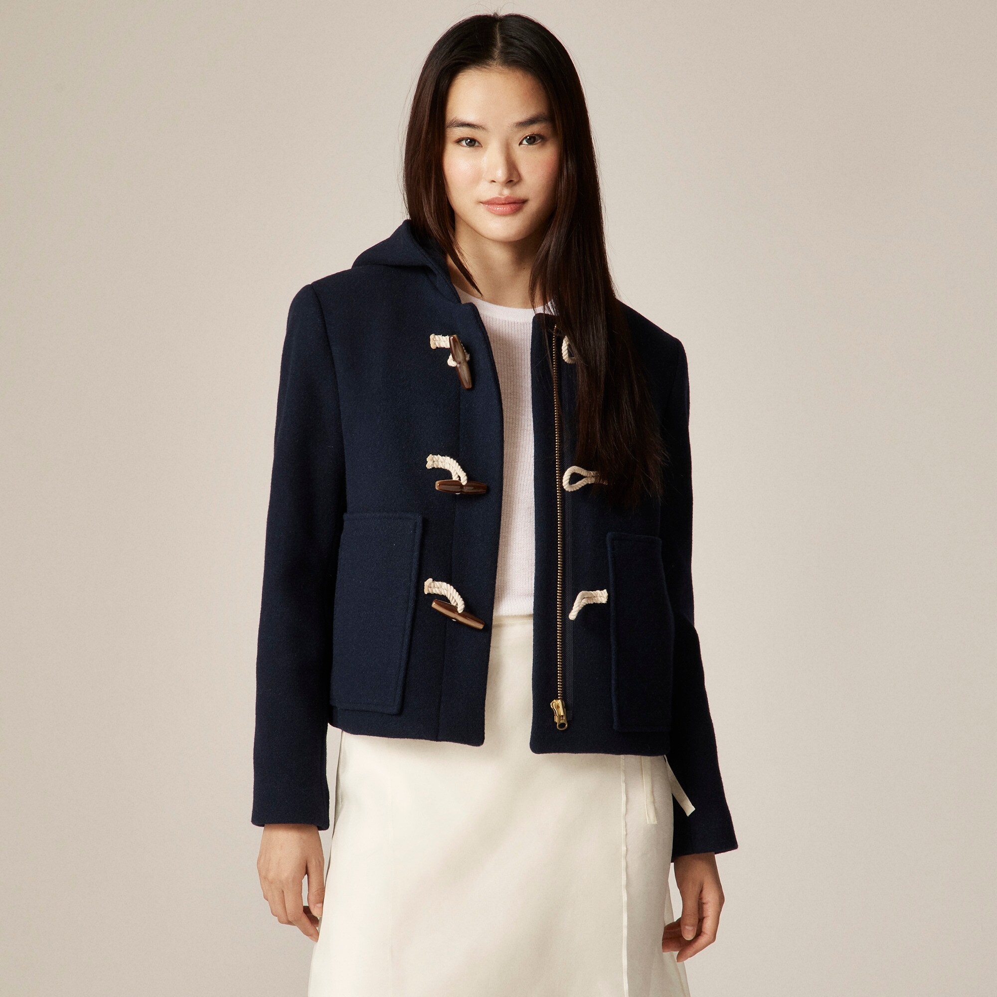 Short duffel coat in Italian stadium-cloth