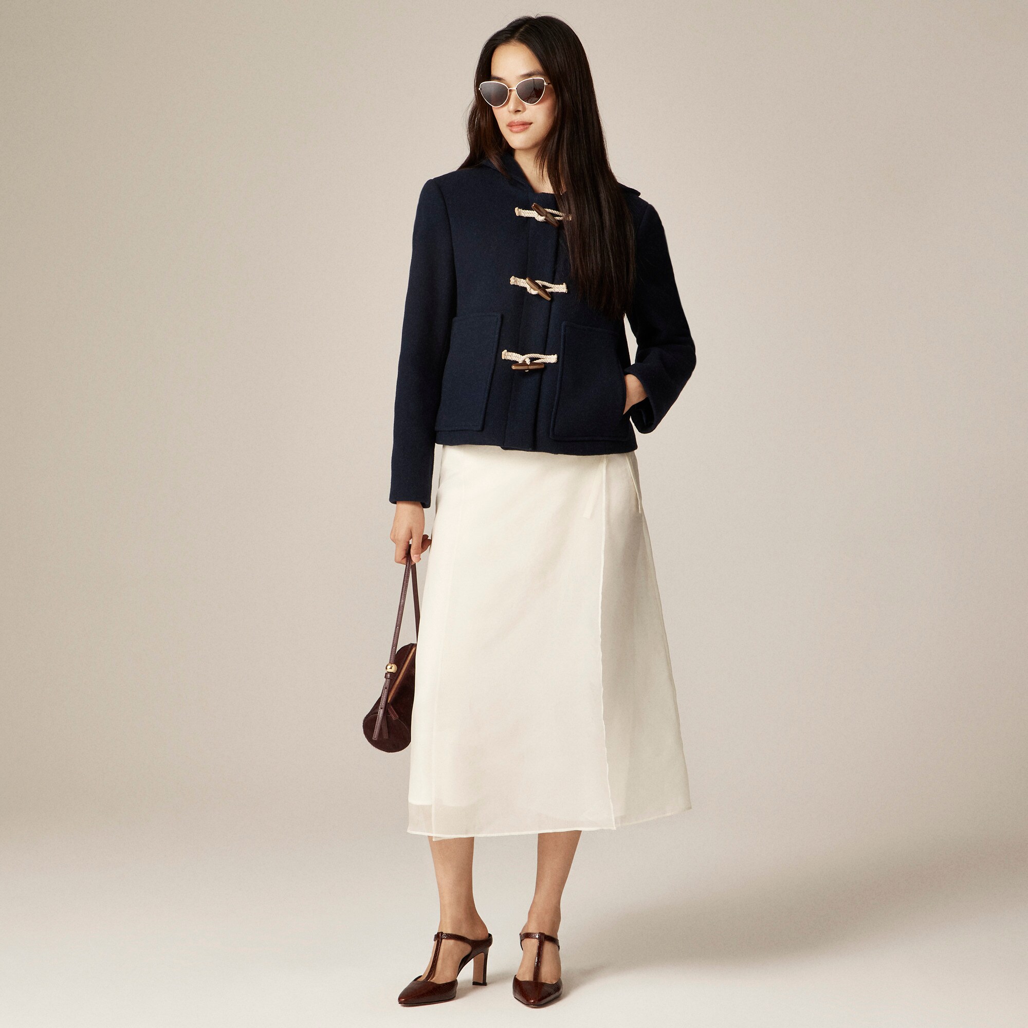 womens Short duffle coat in Italian stadium-cloth