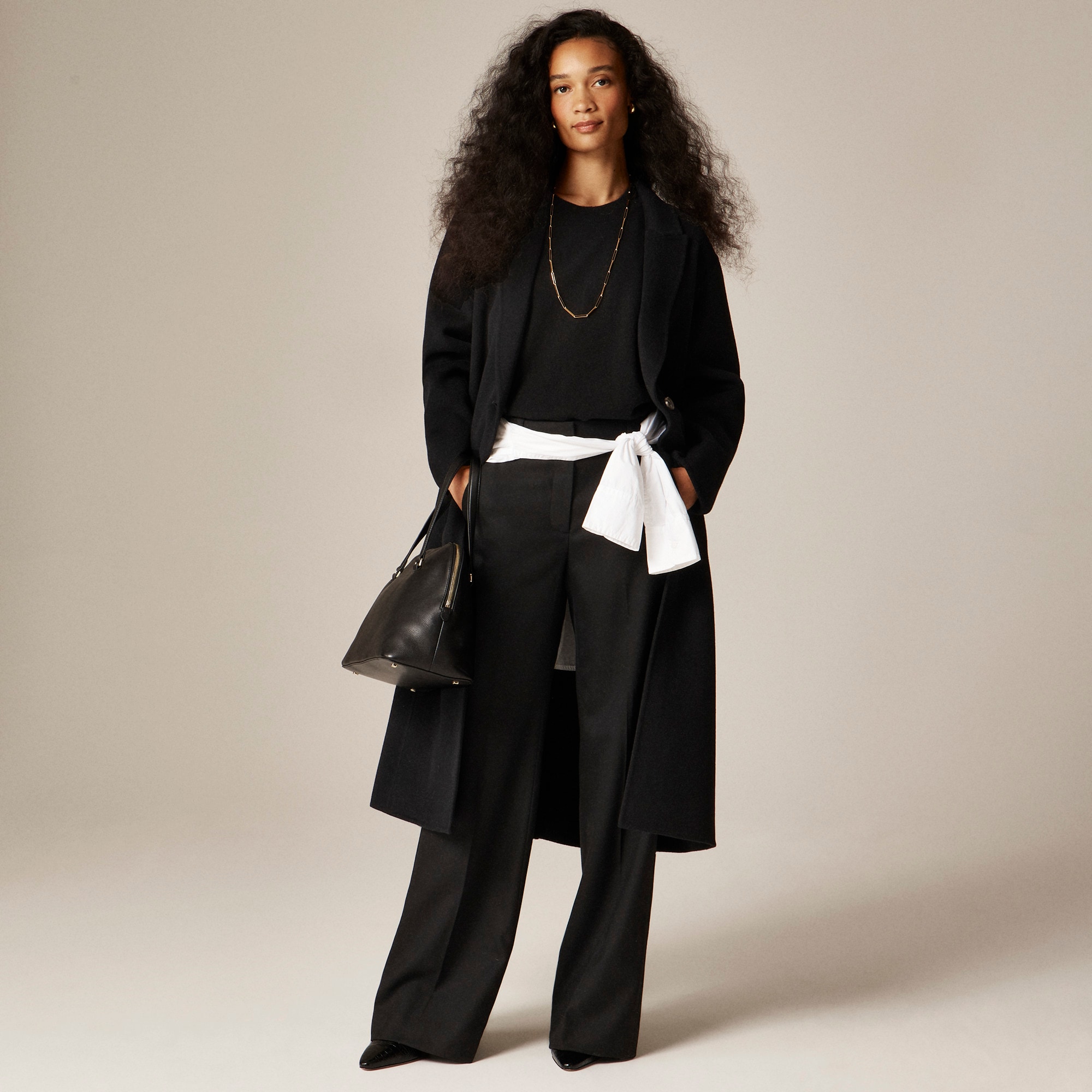 Petite Chiara topcoat in Italian double face - Black