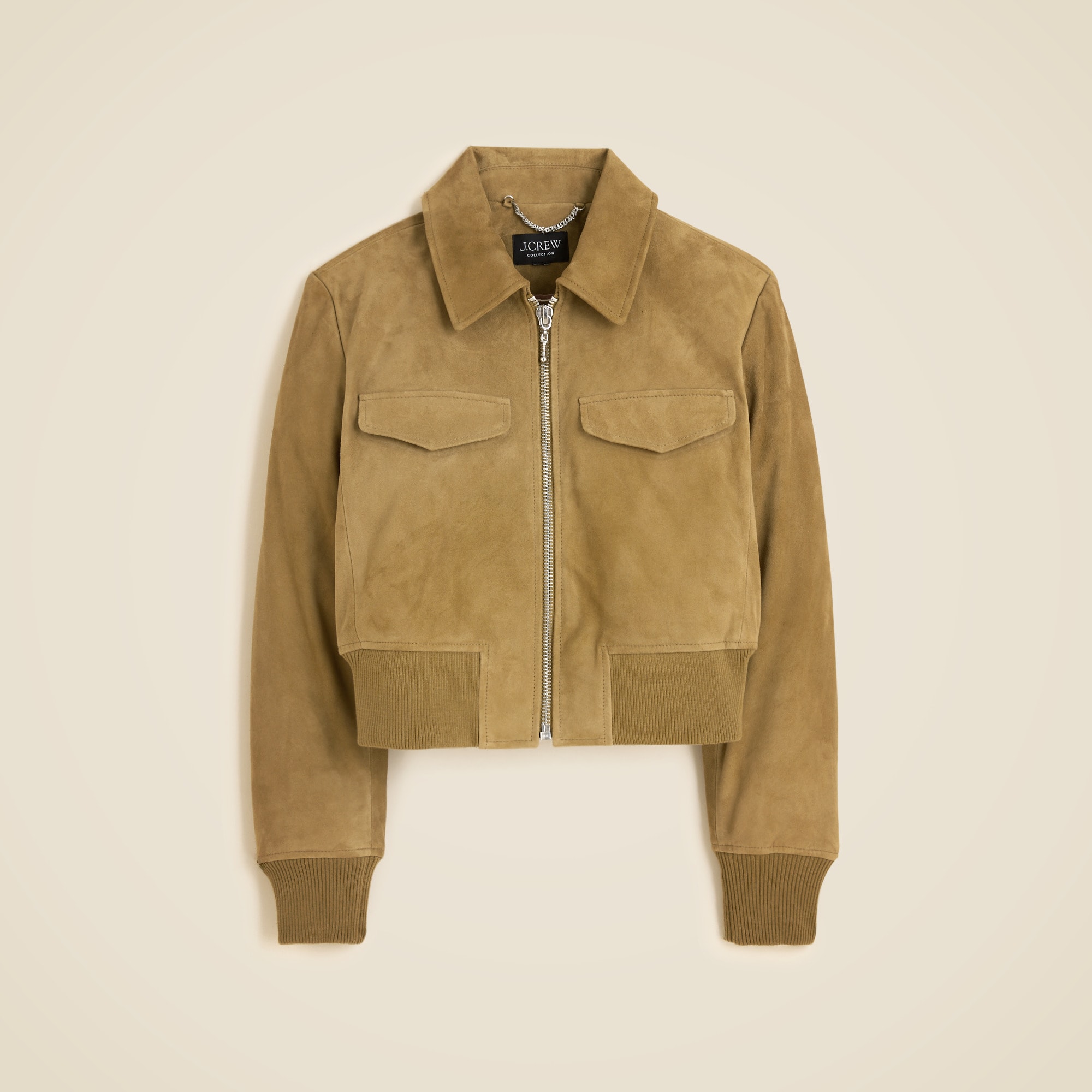 Collection cropped flight jacket in suede