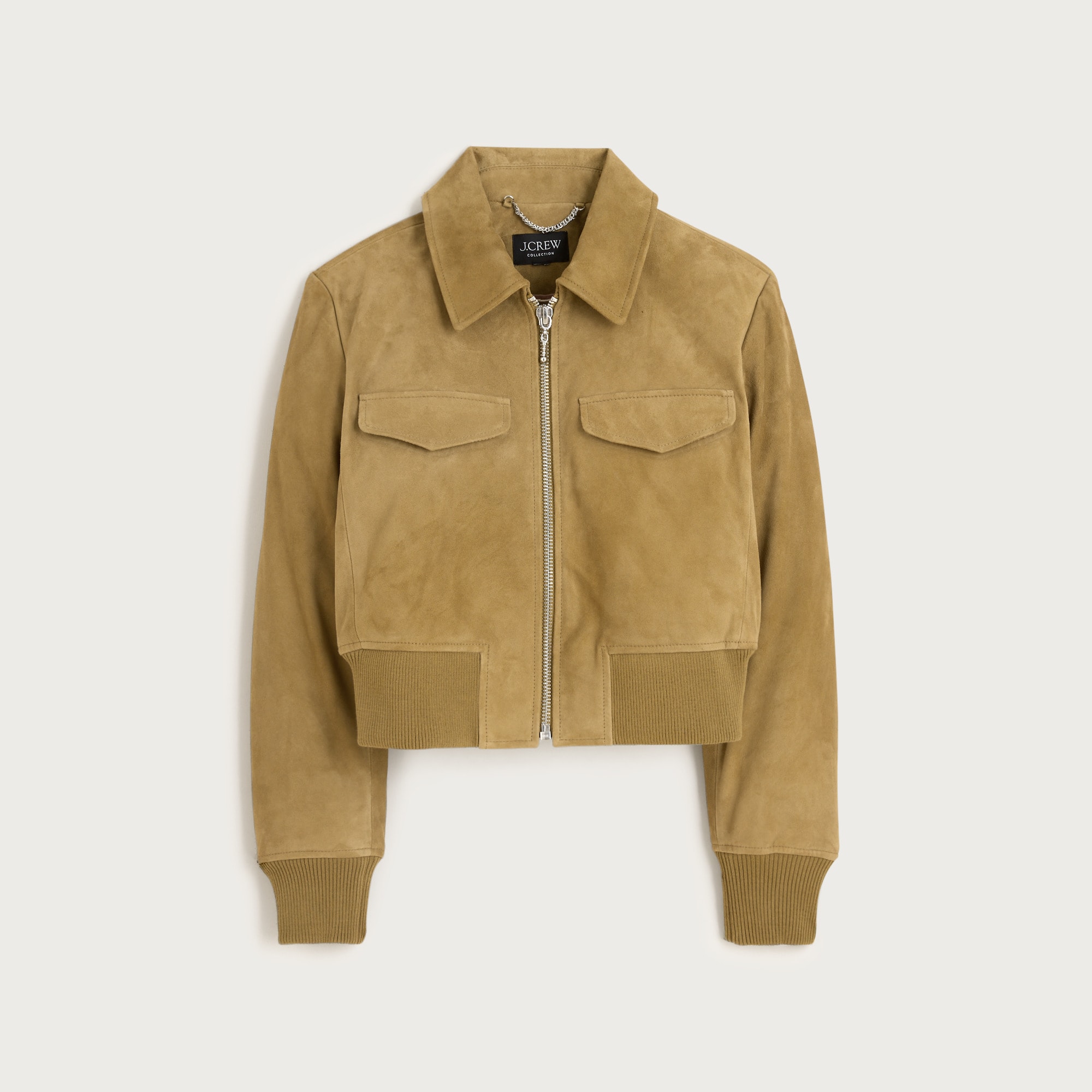  Collection cropped flight jacket in suede