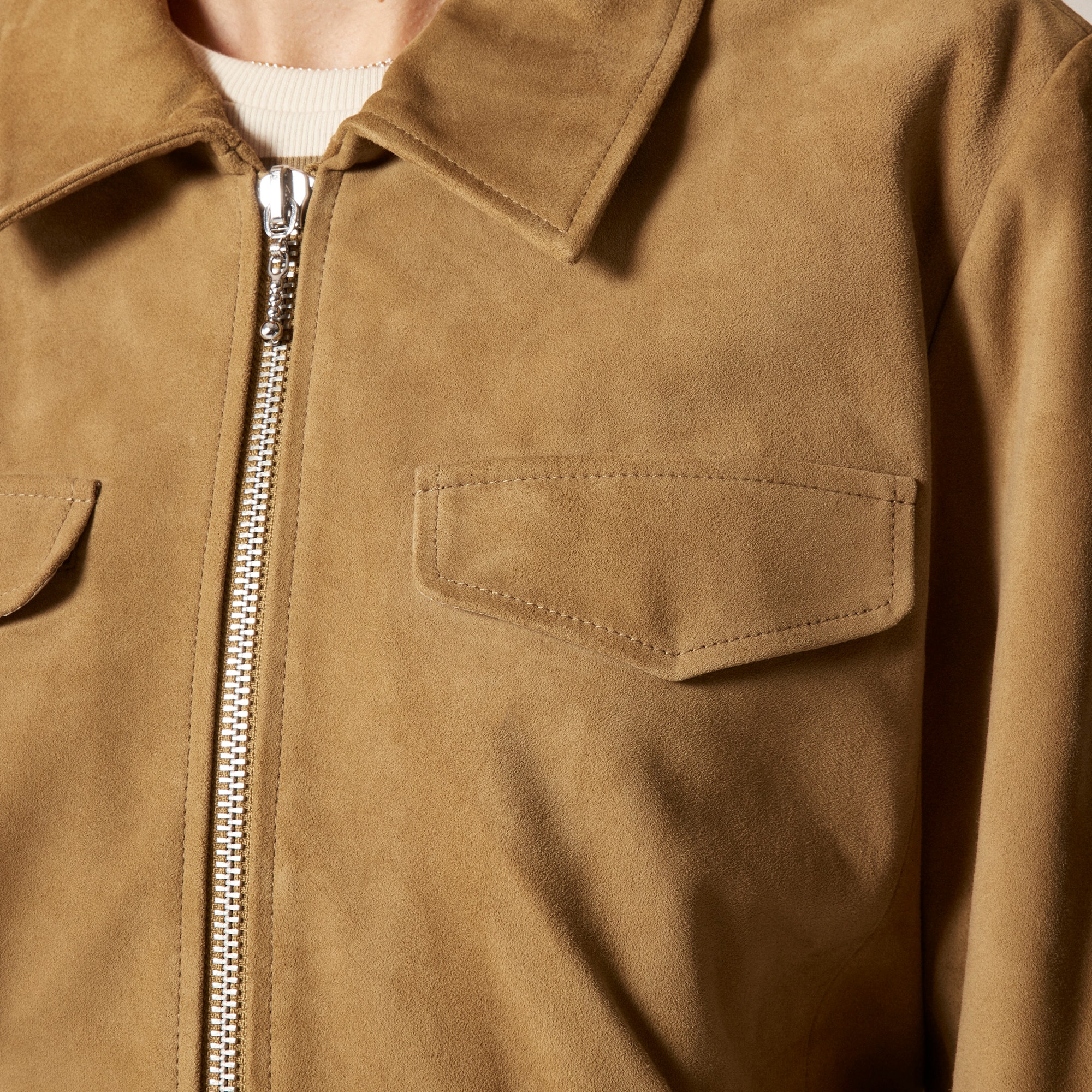 Collection cropped flight jacket in suede - image 4