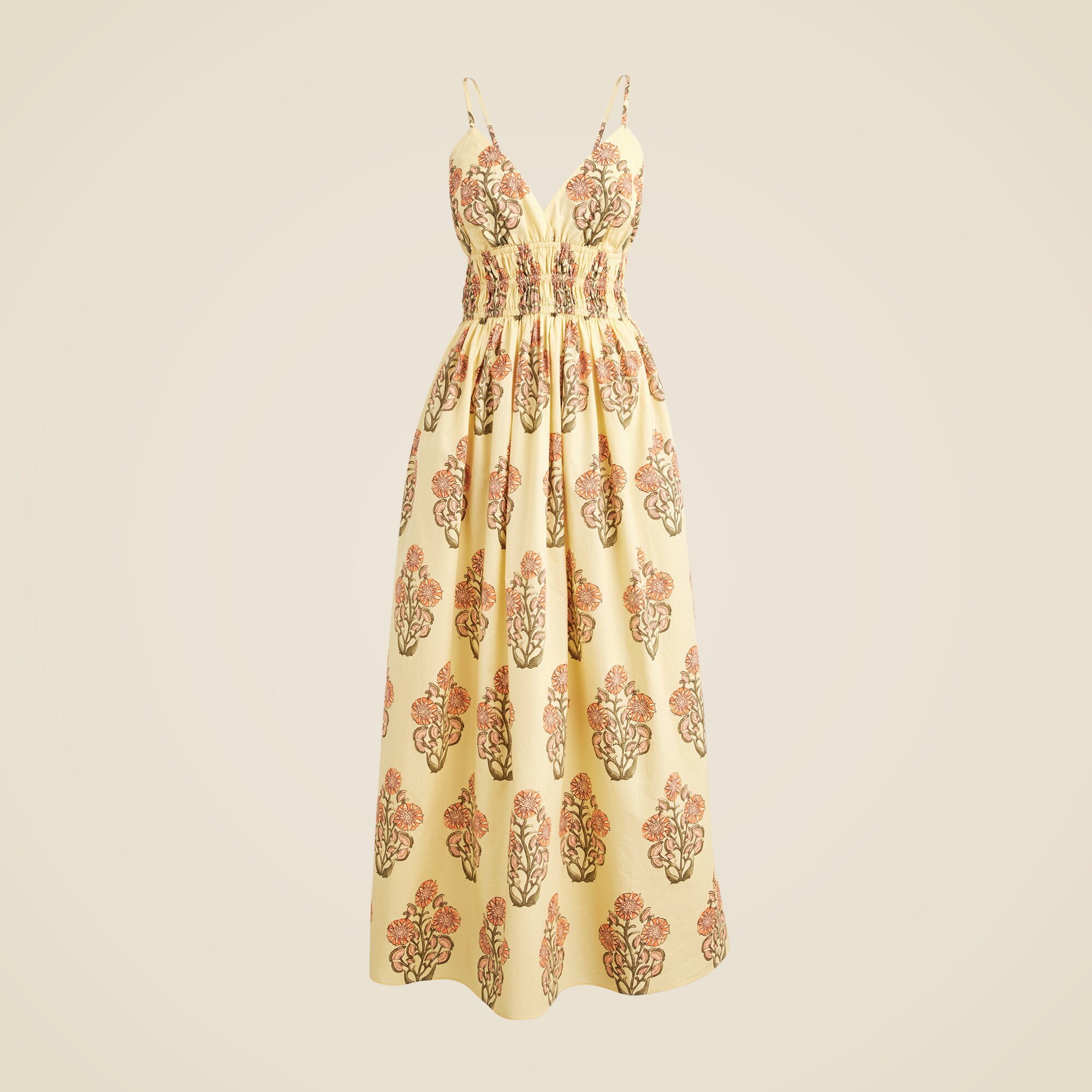 gold champagne quince dress 1960s Mollie Parnis Gold and Yellow Leaf Print Cocktail Dress main image 1