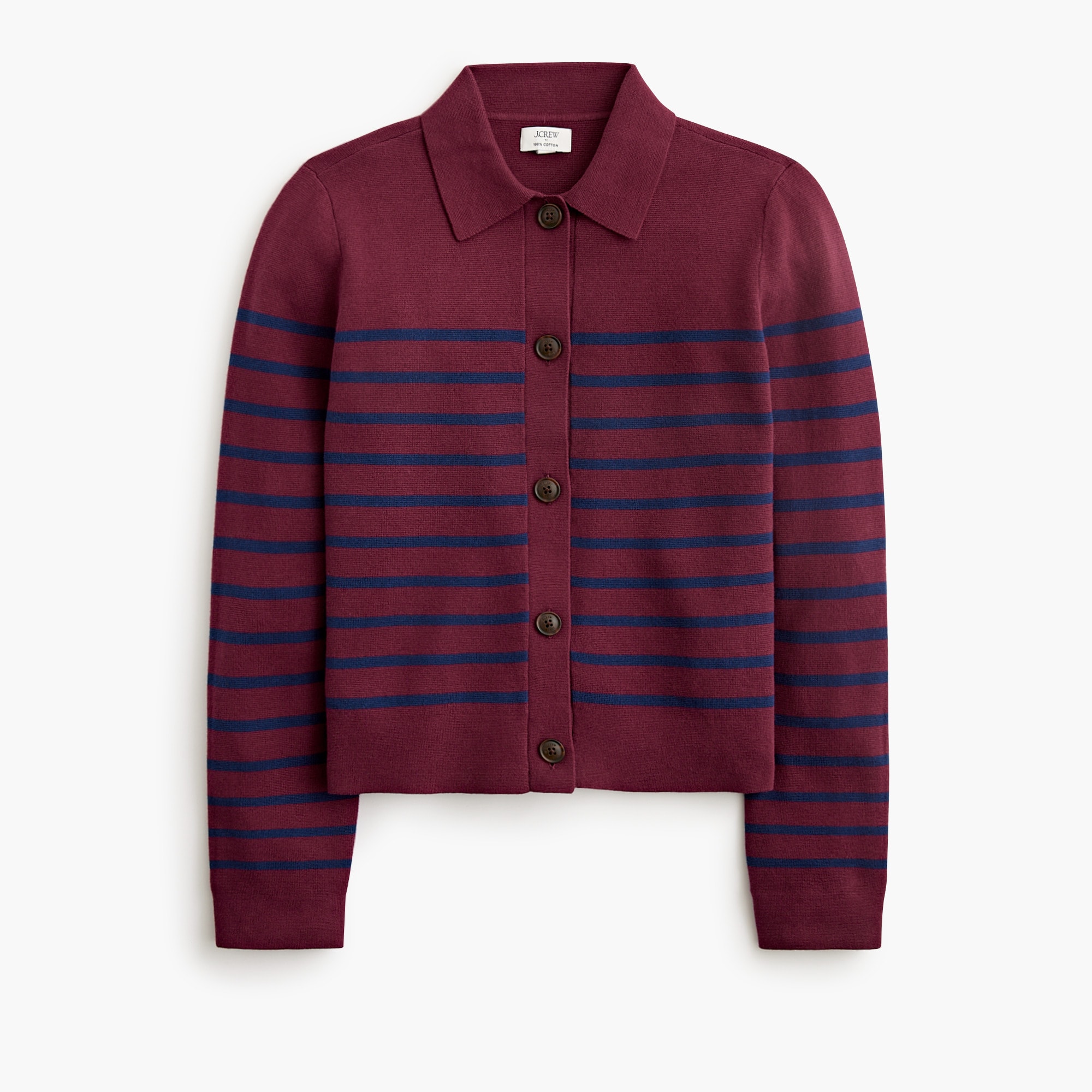 Striped collared sweater-jacket