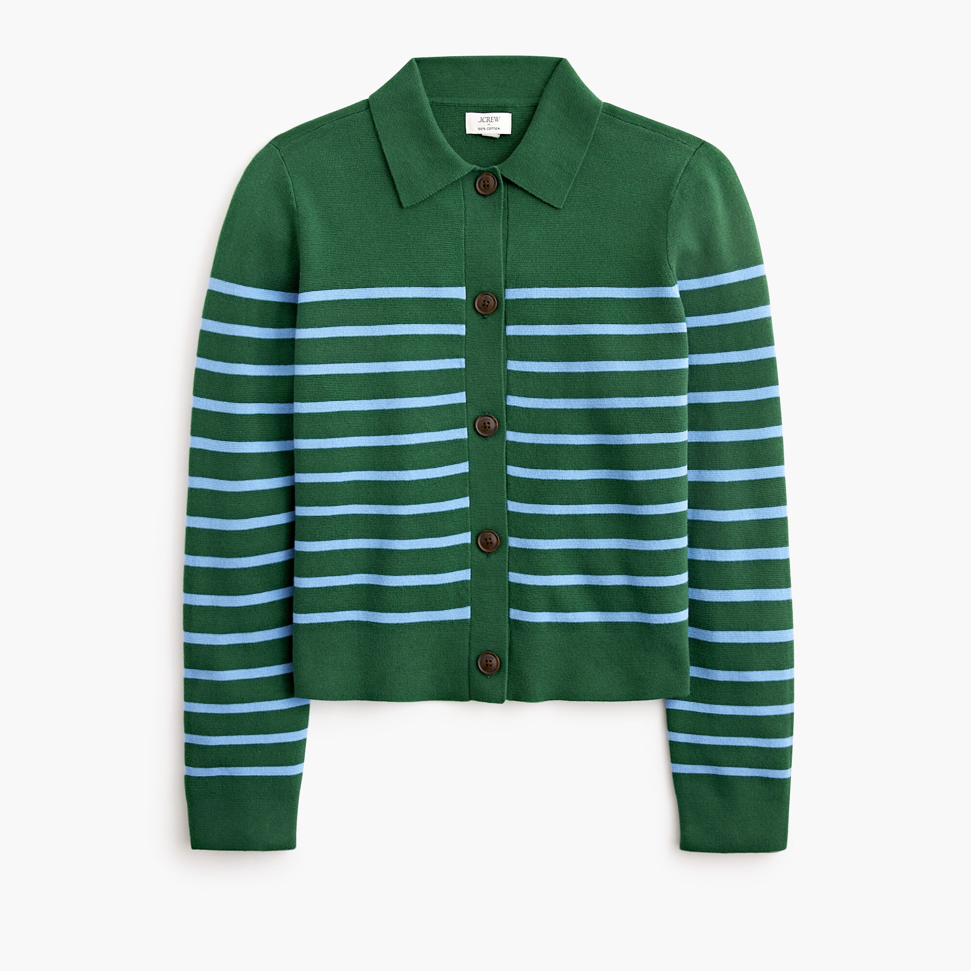 Striped collared sweater-jacket