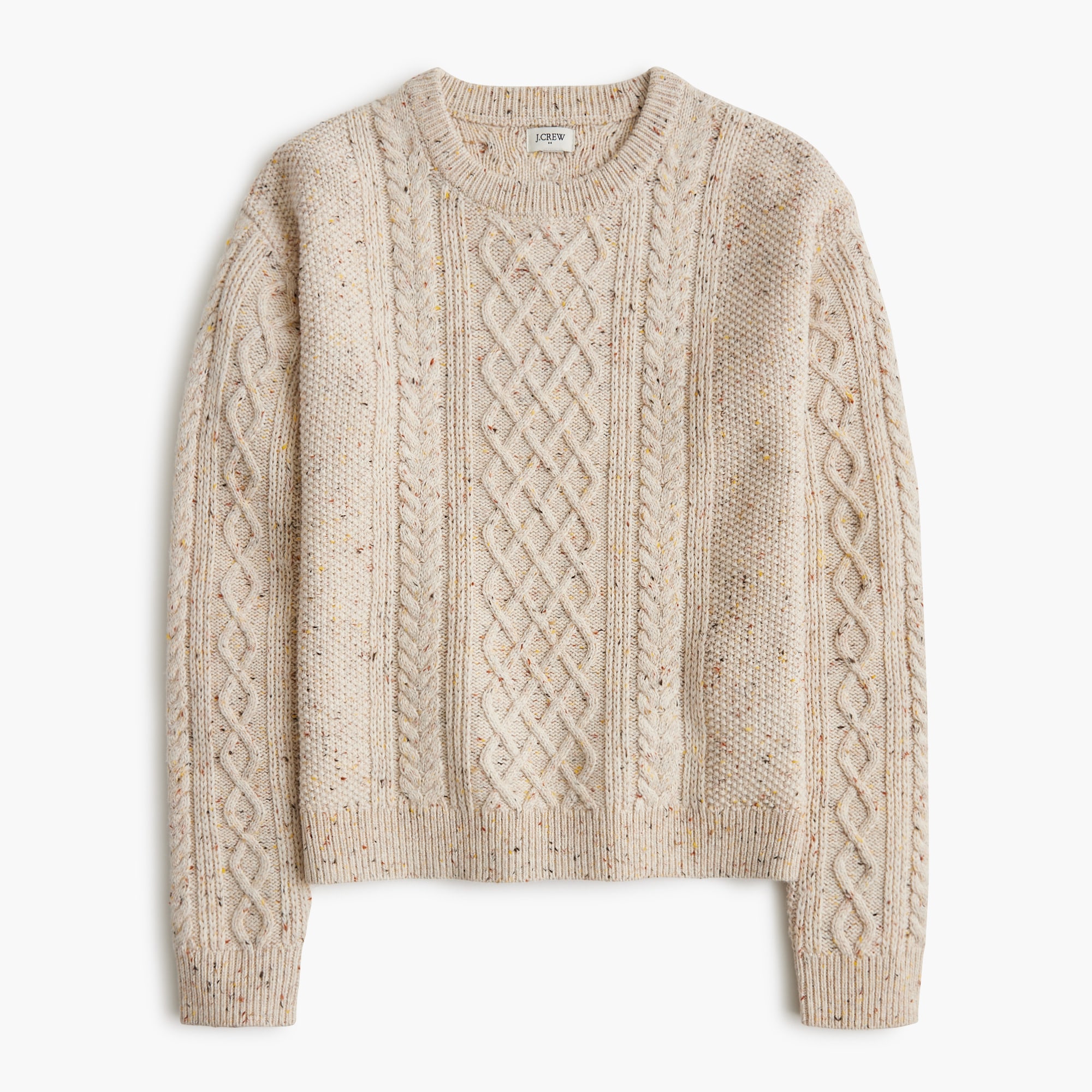 Donegal cable crewneck sweater